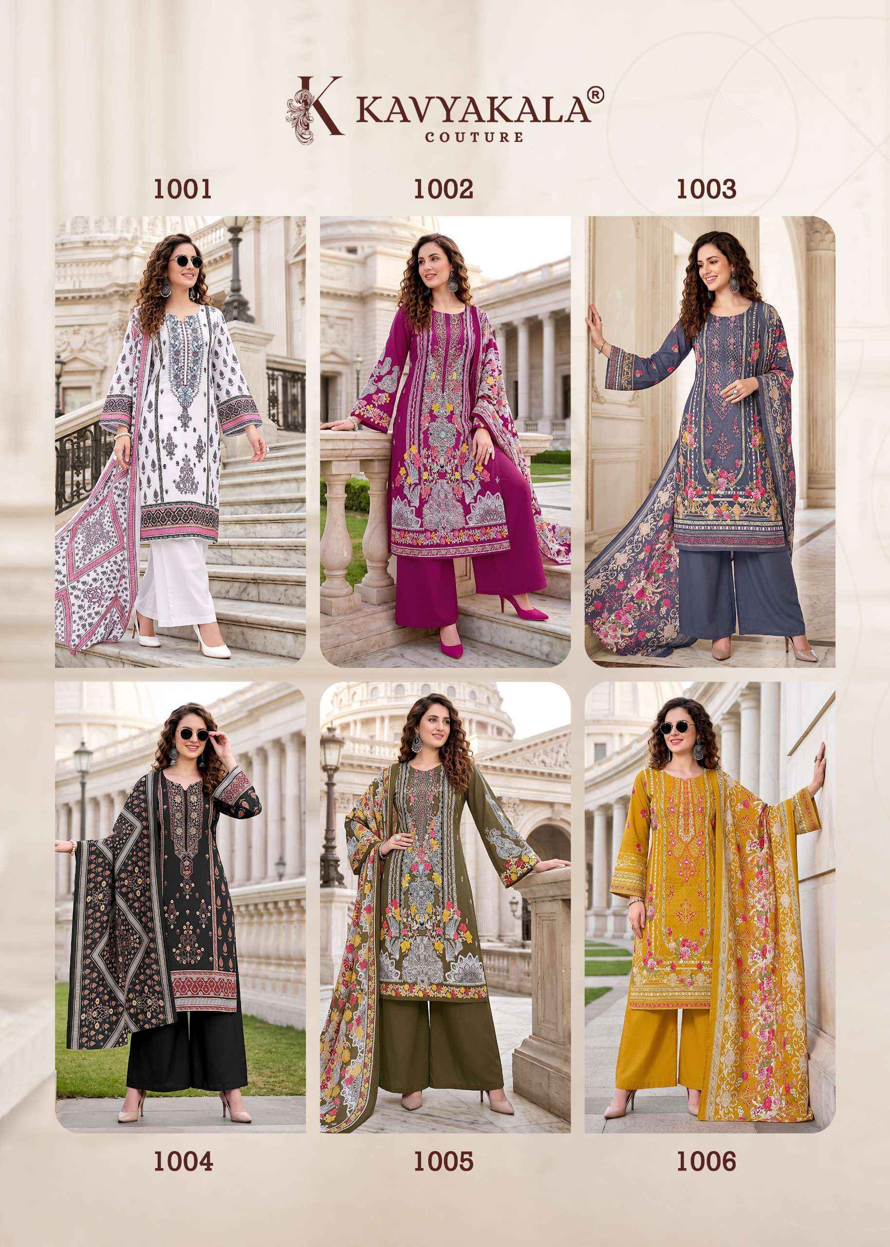 Kavyakala Needle Wonder Cotton Dress Material 6 pcs Catalogue