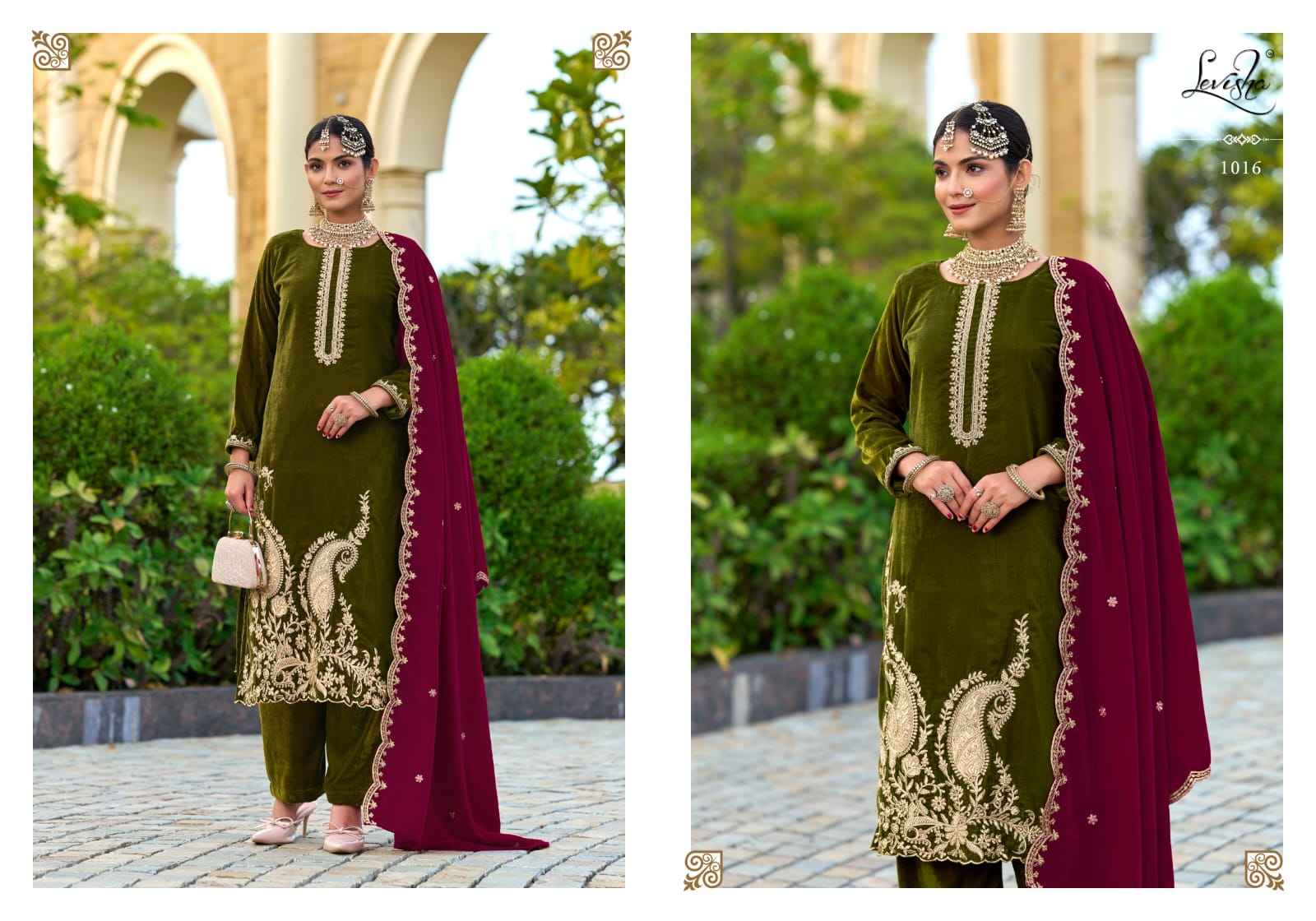 Levisha Aarushi Velvet Dress Material 6 pcs Catalogue