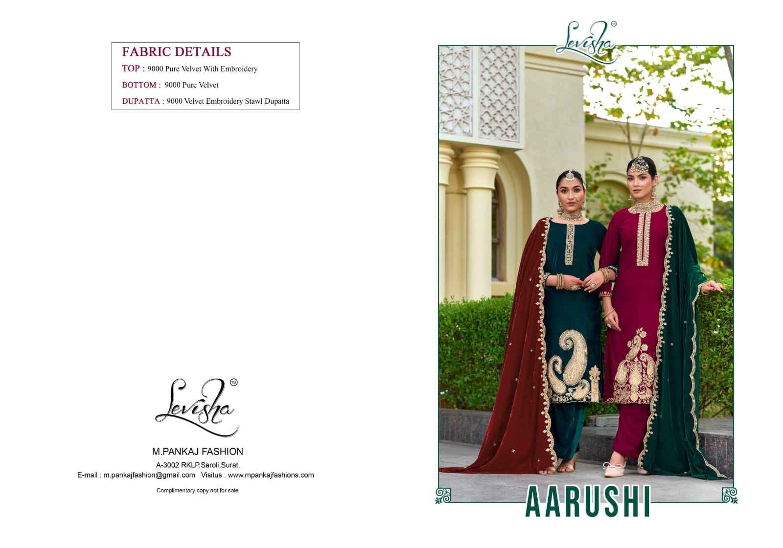 Levisha Aarushi Velvet Dress Material 6 pcs Catalogue