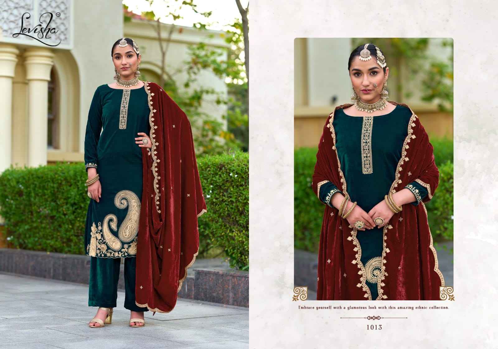 Levisha Aarushi Velvet Dress Material 6 pcs Catalogue