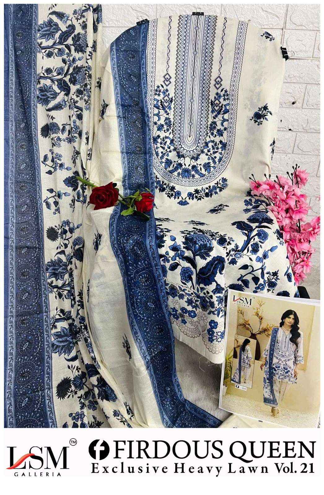 LSM Galleria Firdous Queen Lawn Vol 21 Lawn Cotton Dress Material 6 pcs Catalogue
