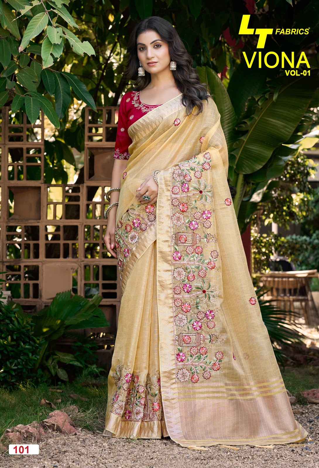LT Fabrics Viona Vol 1 Kora Silk Saree 6 pcs Catalogue