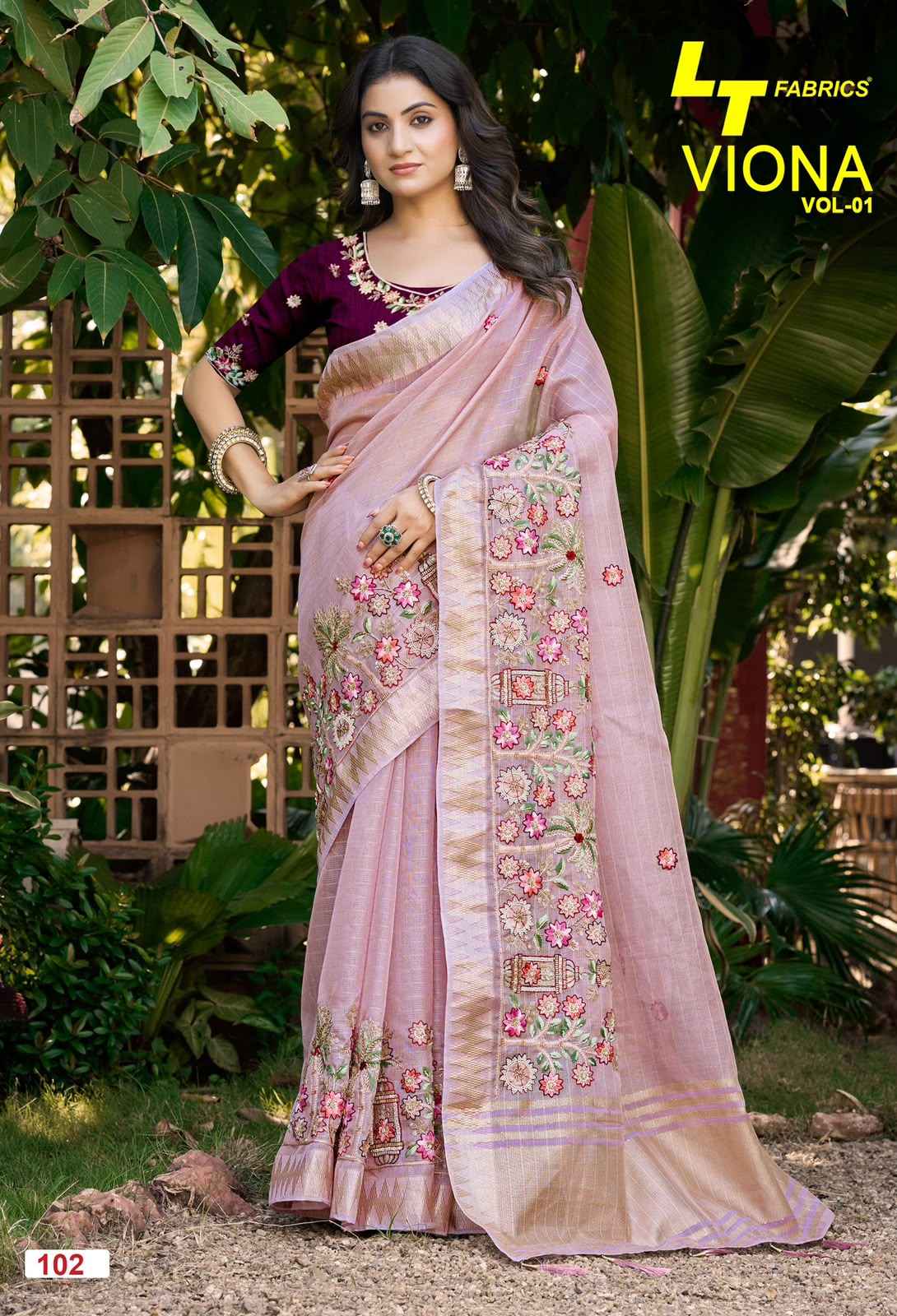 LT Fabrics Viona Vol 1 Kora Silk Saree 6 pcs Catalogue