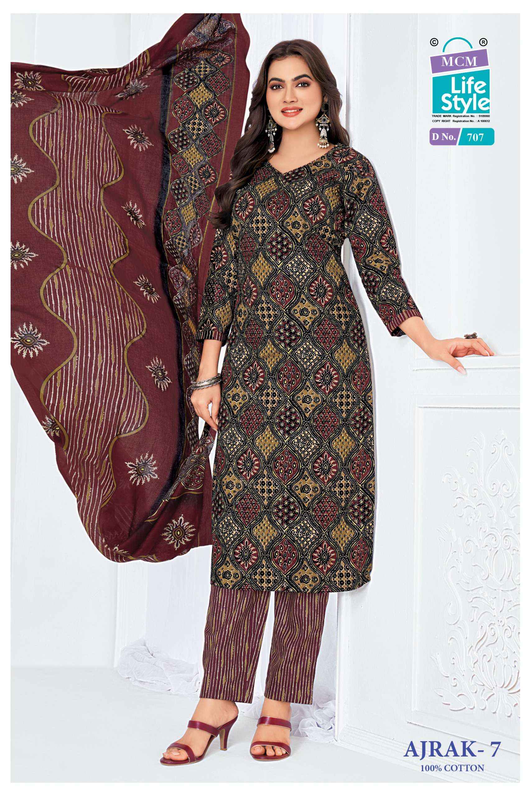 MCM Lifestyle Ajrak Vol 7 Readymade Cotton Dress 10 pcs Catalogue