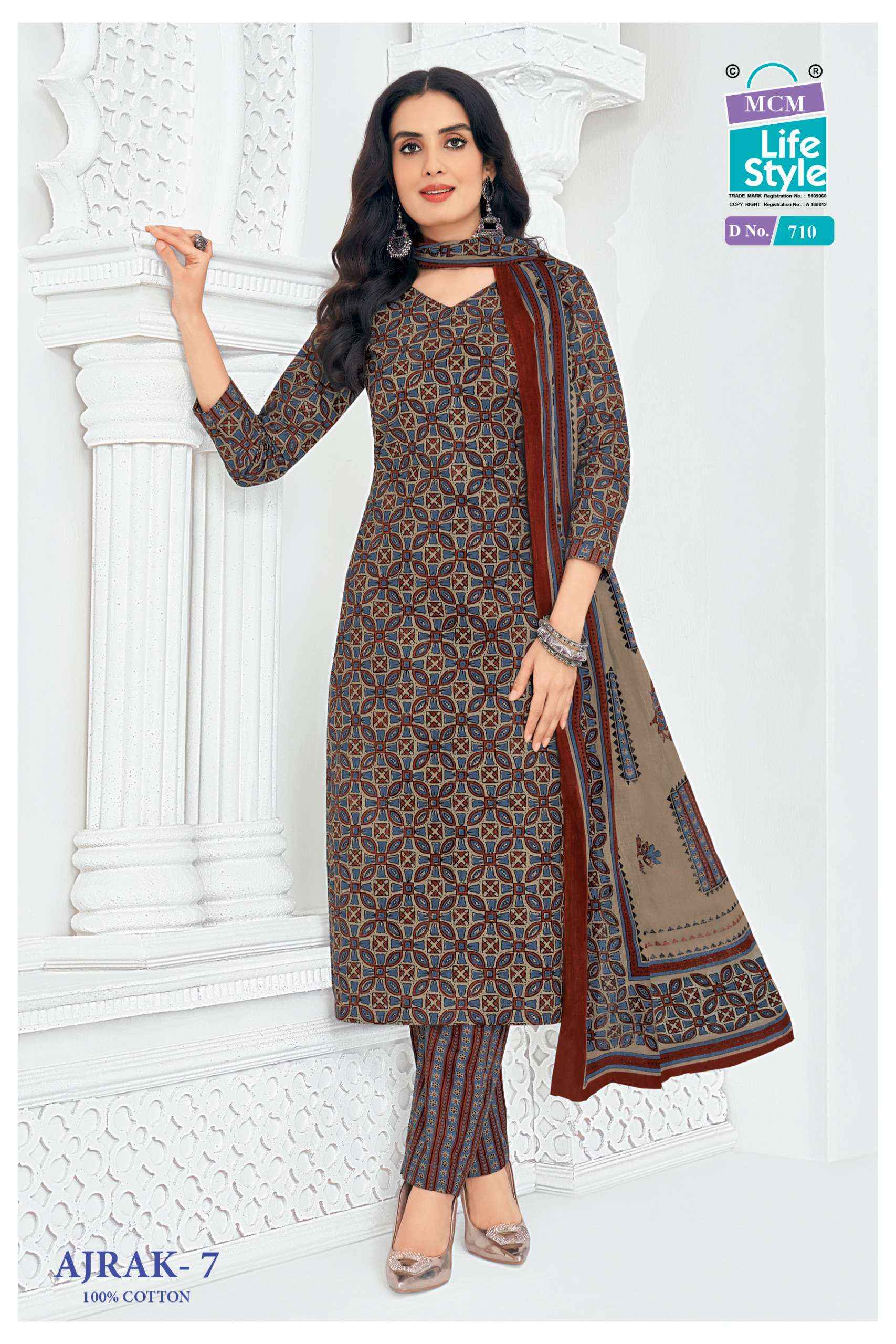 MCM Lifestyle Ajrak Vol 7 Readymade Cotton Dress 10 pcs Catalogue