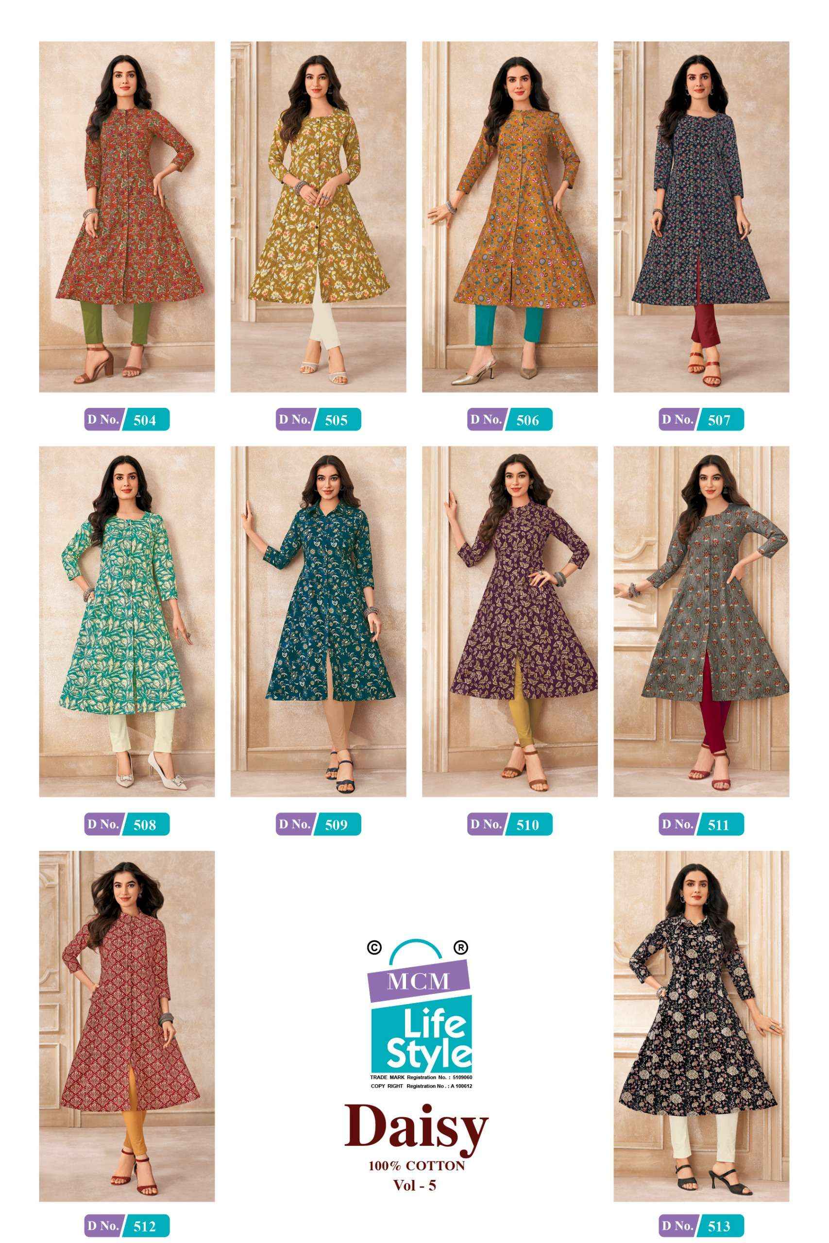 MCM Lifestyle Daisy Vol 5 Cotton Kurti 10 pcs Catalogue