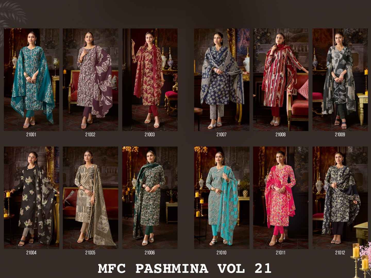 MFC Pashmina Vol 21 Cotton Dress Material 12 pcs Catalogue