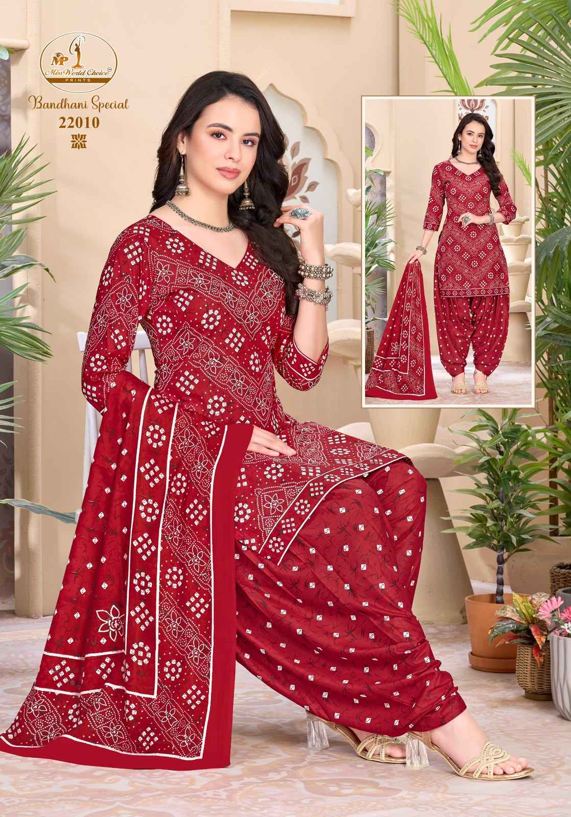 Miss World Choice Bandhni Special Vol 22 Cotton Dress Material 10 pcs Catalogue