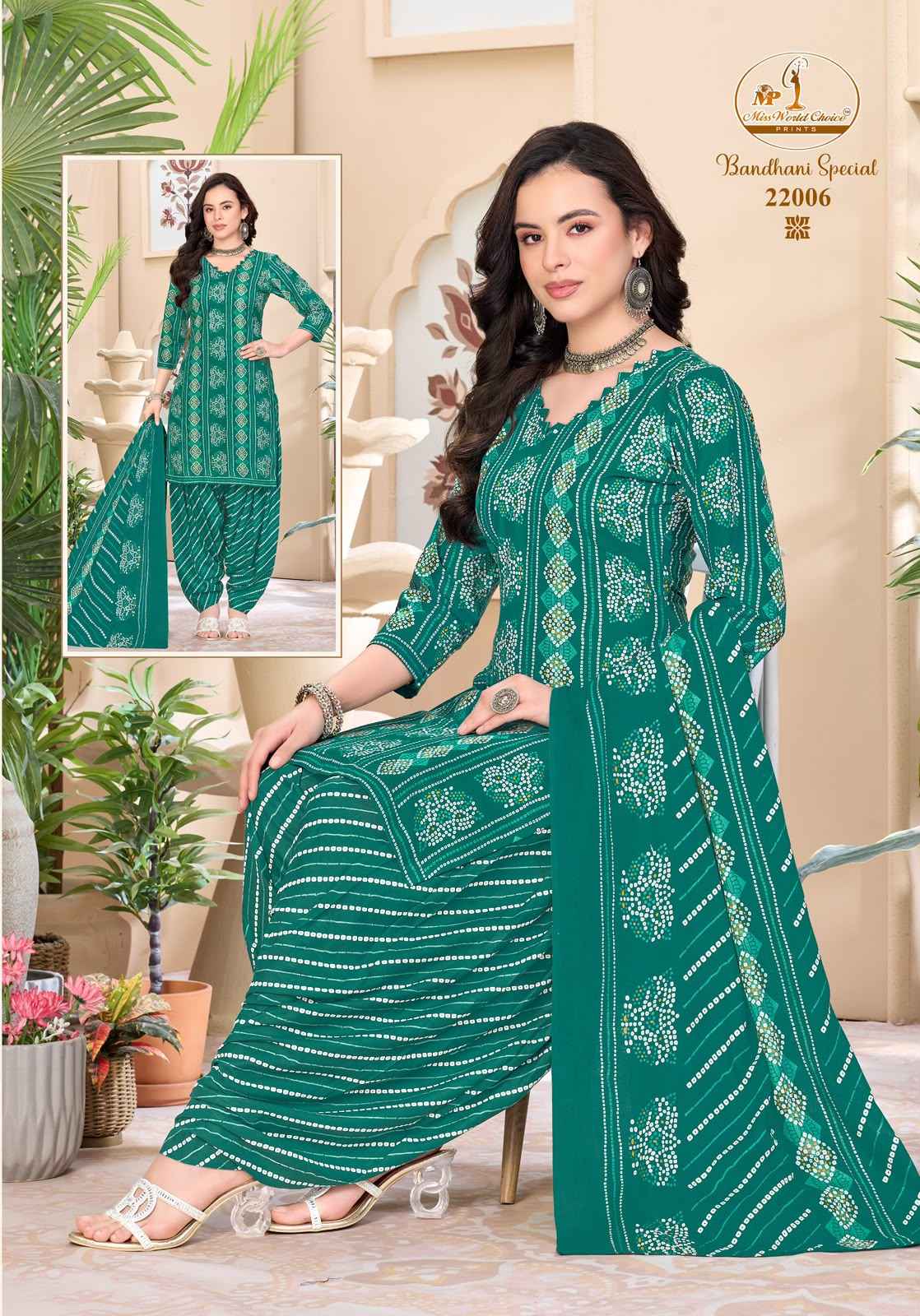 Miss World Choice Bandhni Special Vol 22 Cotton Dress Material 10 pcs Catalogue