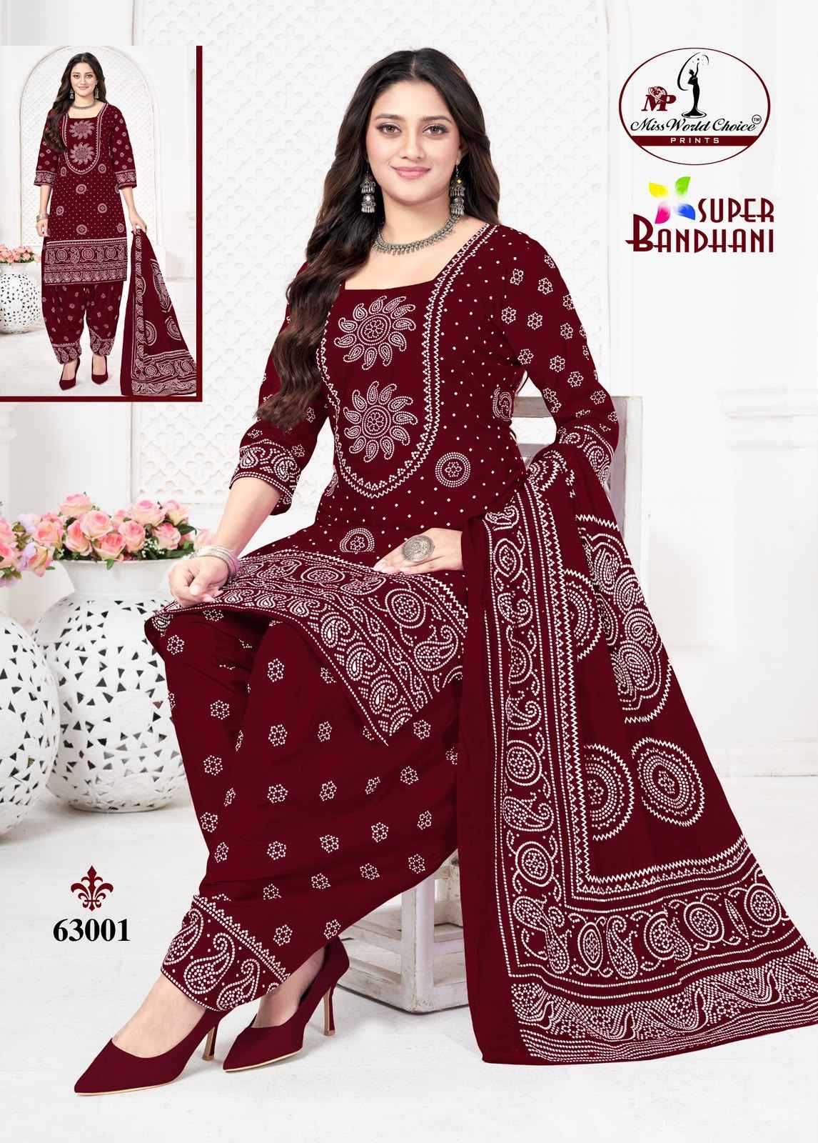 Miss World Choice Super Bandhani Vol 63 Cotton Dress Material 10 pcs Catalogue