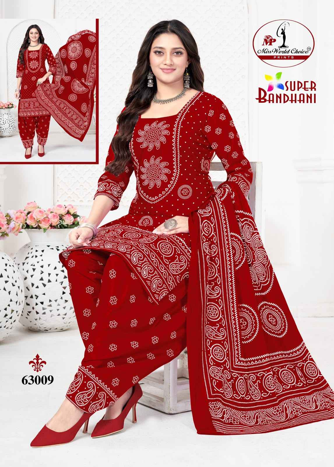 Miss World Choice Super Bandhani Vol 63 Cotton Dress Material 10 pcs Catalogue