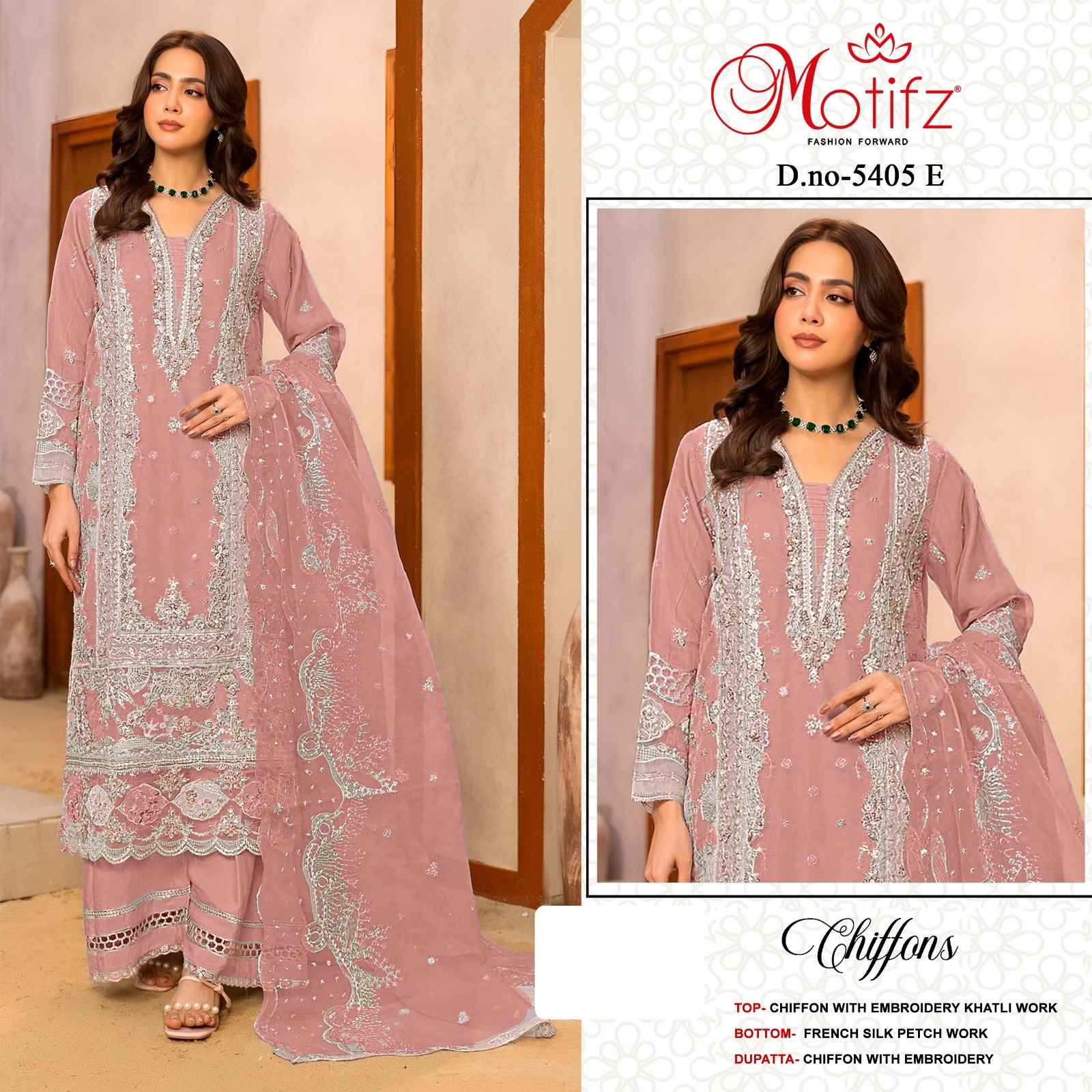 Motifz D No 5405 Siffon Dress Material 4 pcs Catalogue