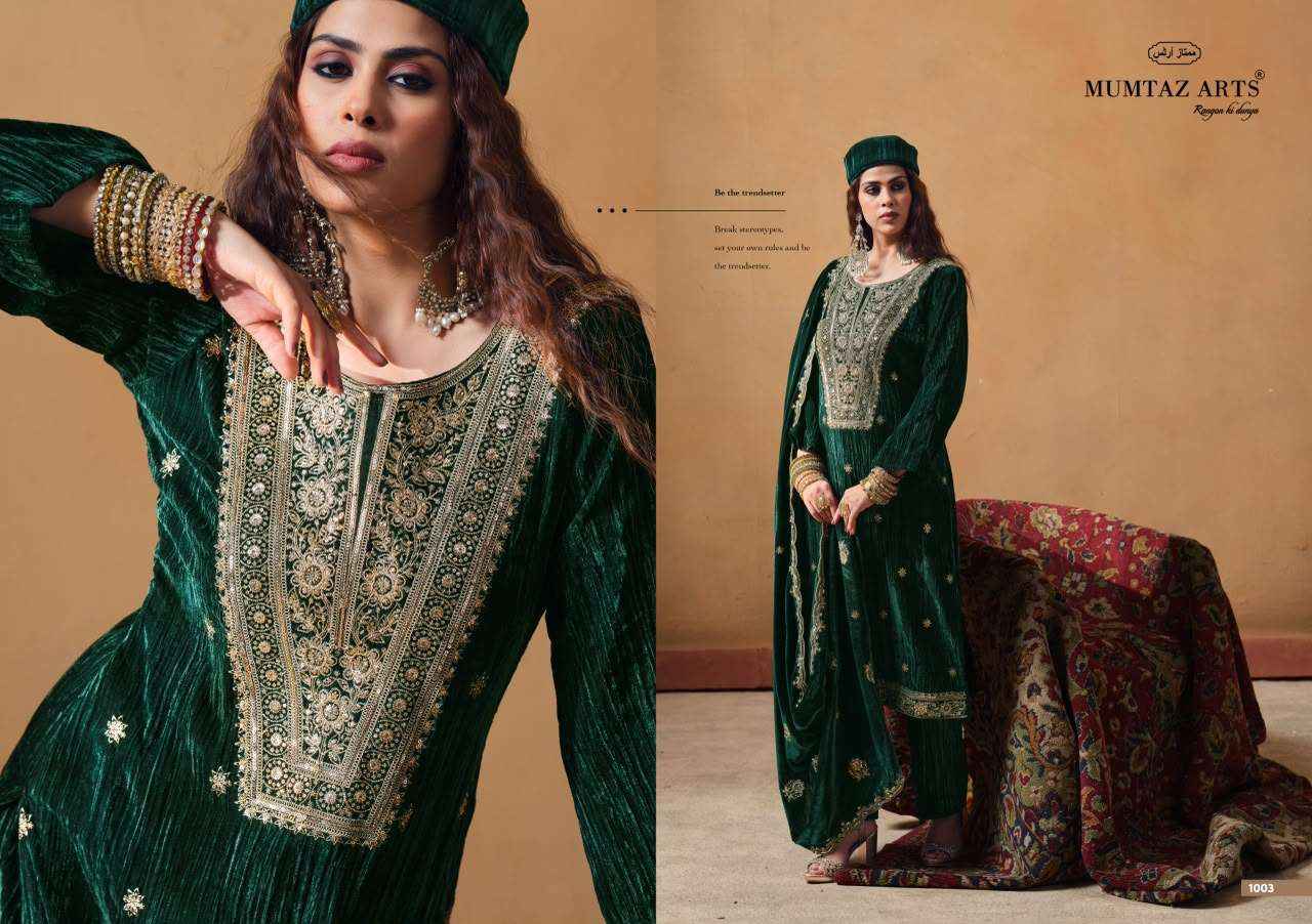 Mumtaz Arts Maharani Velvet Dress Material 4 pcs Catalogue