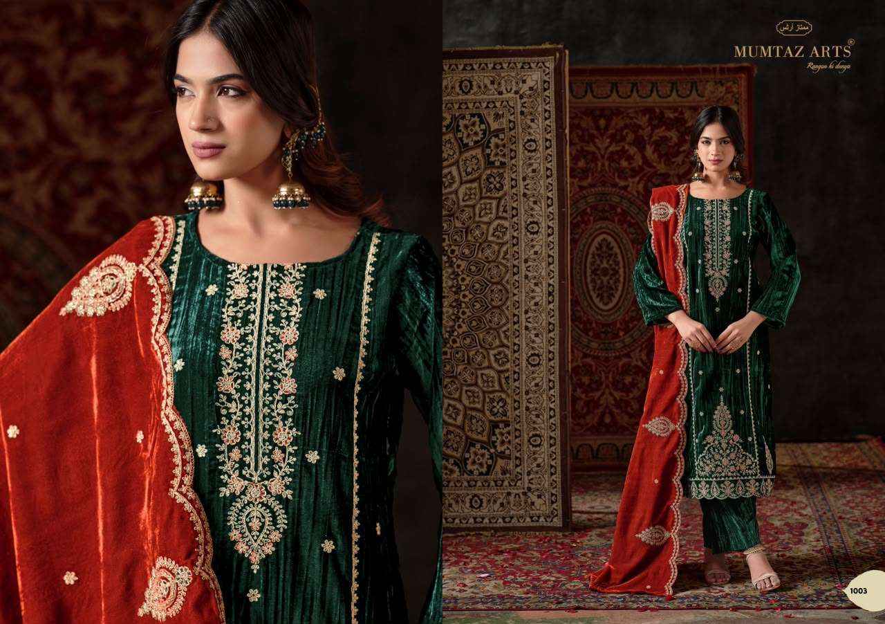 Mumtaz Arts Malika E Noor Velvet Dress Material 5 pcs Catalogue