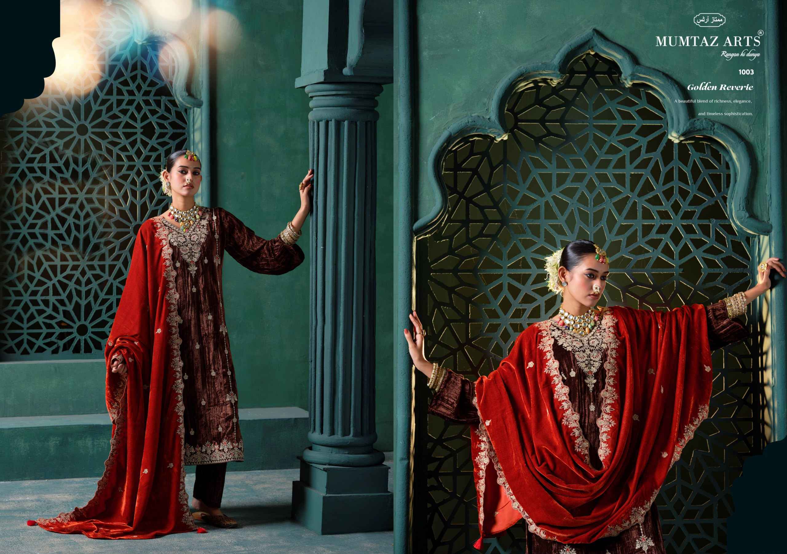 Mumtaz Arts Rukhsar Velvet Dress Material 5 pcs Catalogue