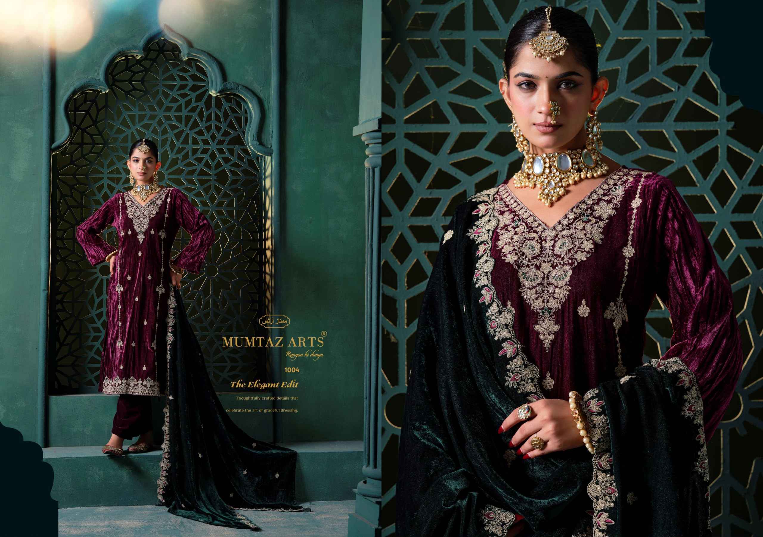 Mumtaz Arts Rukhsar Velvet Dress Material 5 pcs Catalogue