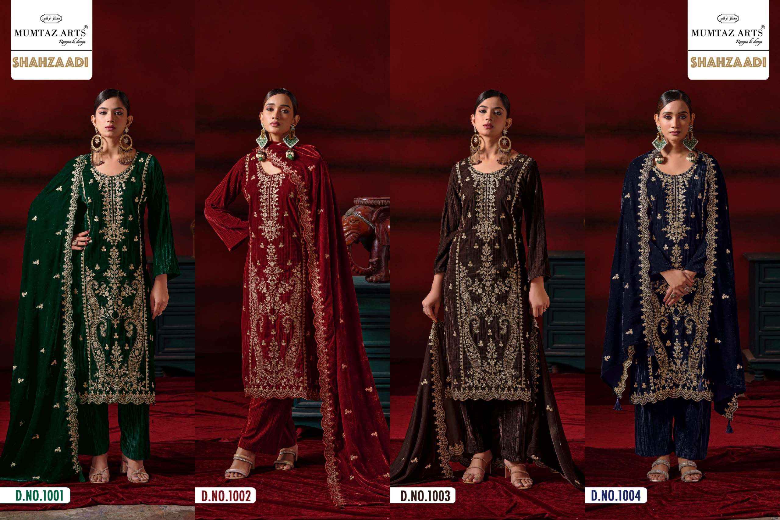 Mumtaz Arts Shehzaadi Velvet Dress Material 4 pcs Catalogue