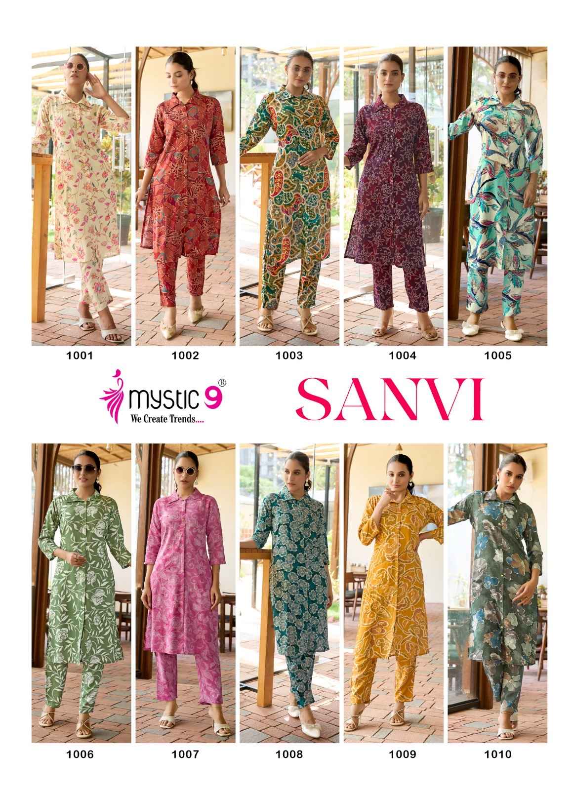 Mystic 9 Saanvi Vol 1 Viscouse Co Ord Set 10 pcs Catalogue