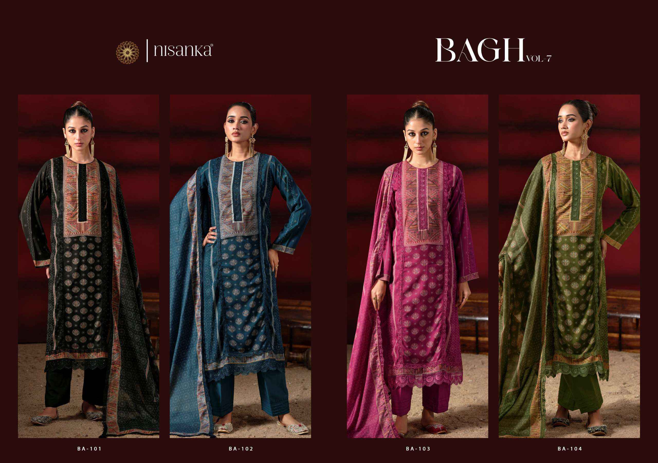 Nisanka Bagh Vol 7 Viscose Dress Material 4 pcs Catalogue