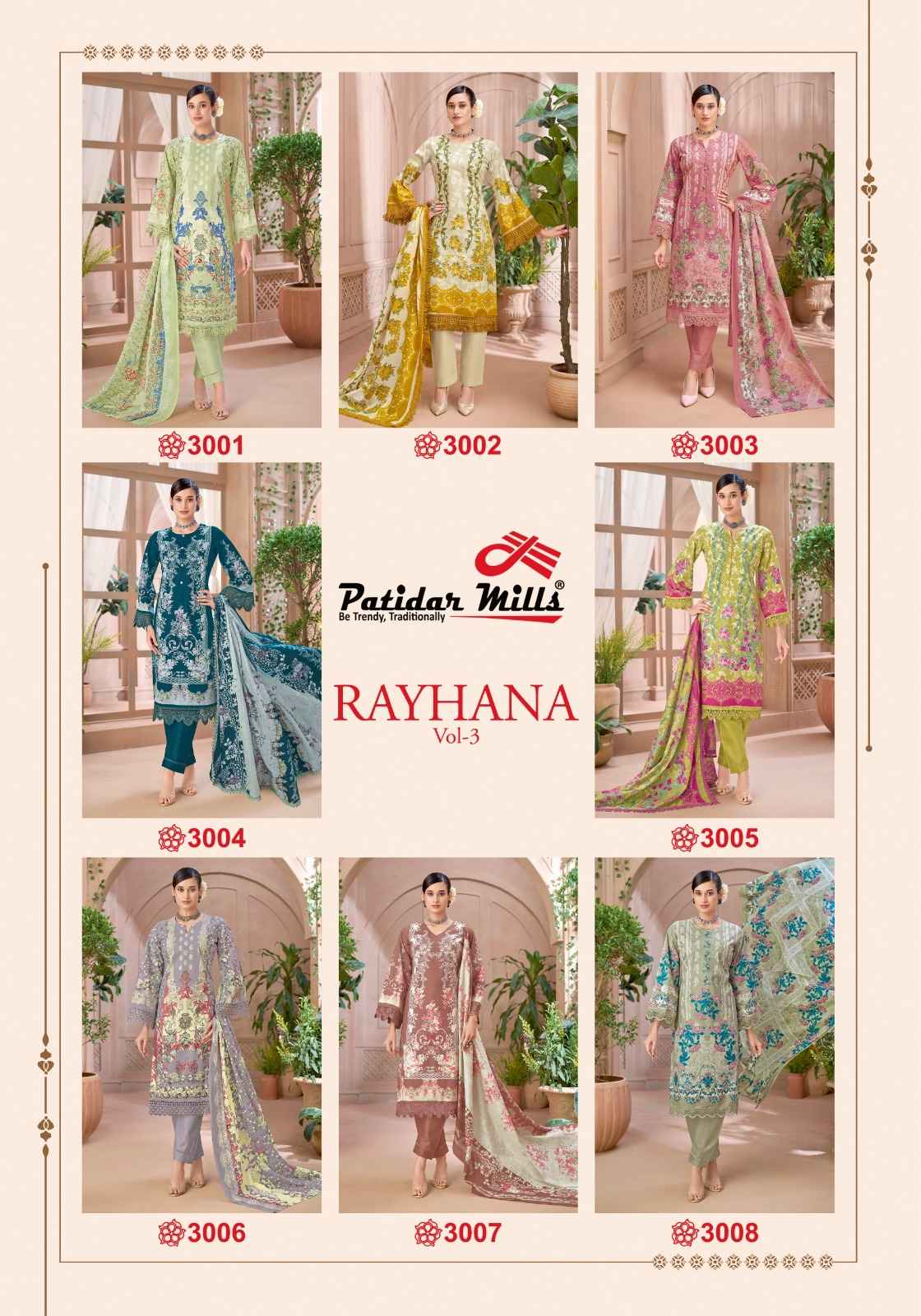 Patidar Mills Rayhana Vol 3 Cotton Dress Material 8 pcs Catalogue