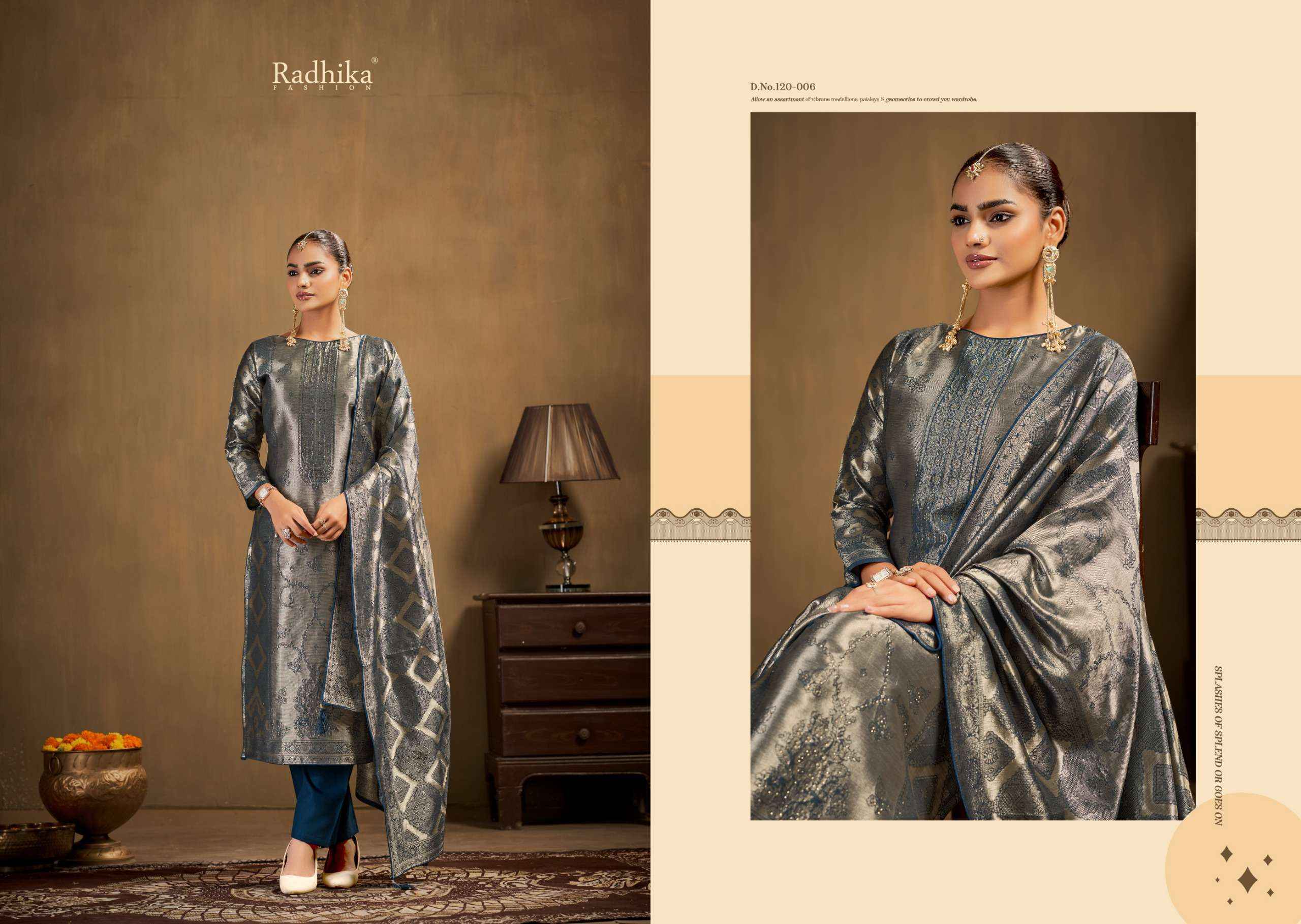 Radhika Fashion Azara Advance Banarashi Adah Vol 1 Jacquard Dress Material 6 pcs Catalogue