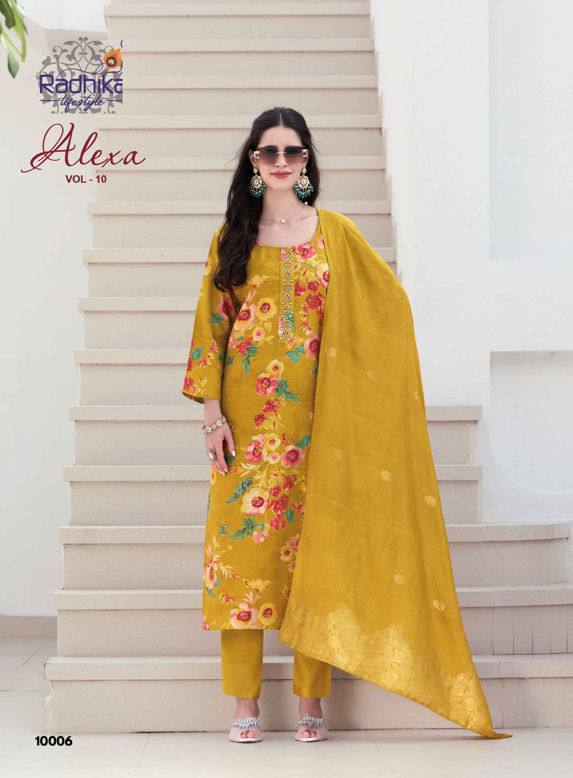 Radhika Lifestyle Alexa Vol 10 Vertican Silk Kurti Combo 8 pcs Catalogue