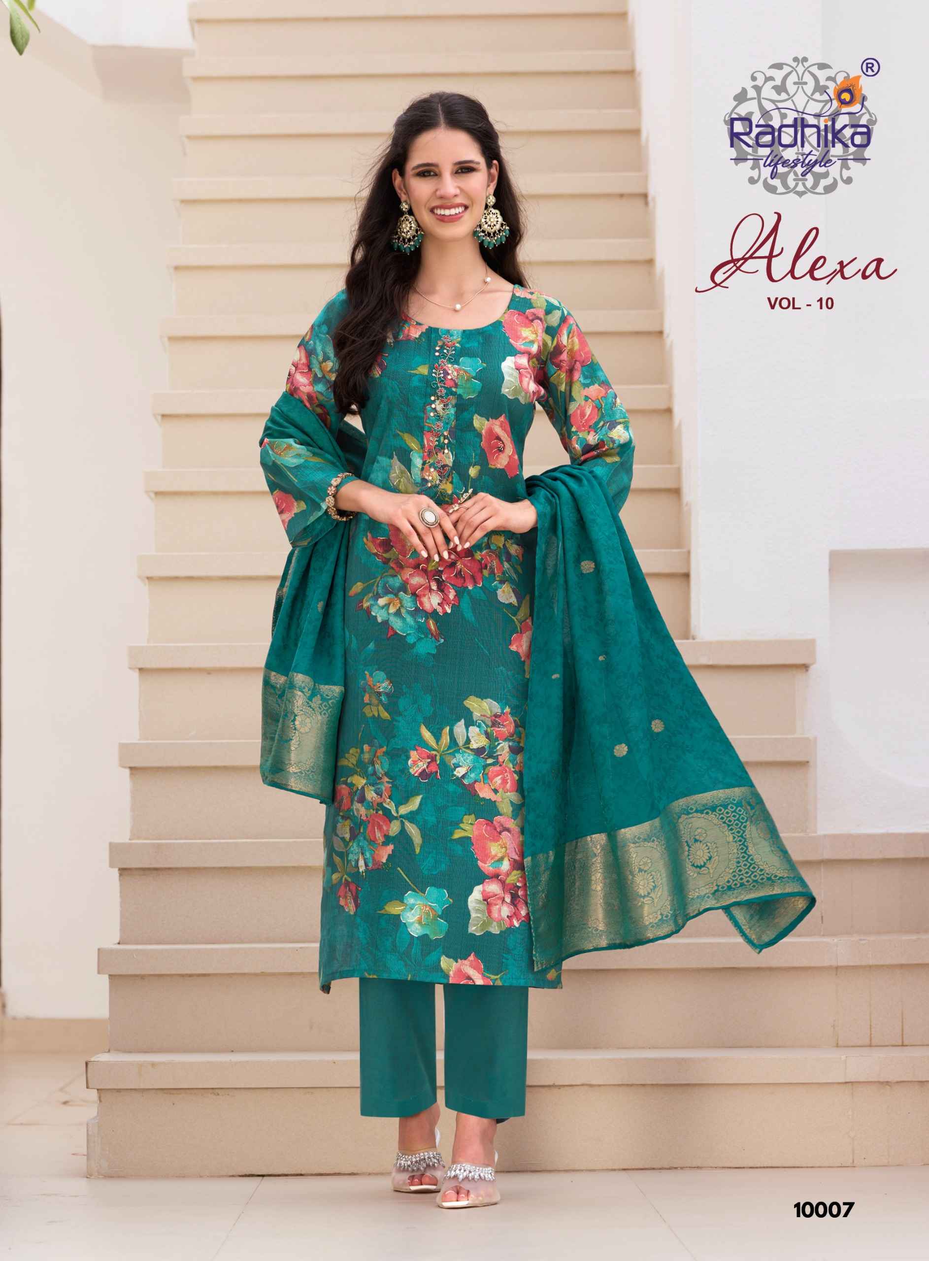 Radhika Lifestyle Alexa Vol 10 Vertican Silk Kurti Combo 8 pcs Catalogue