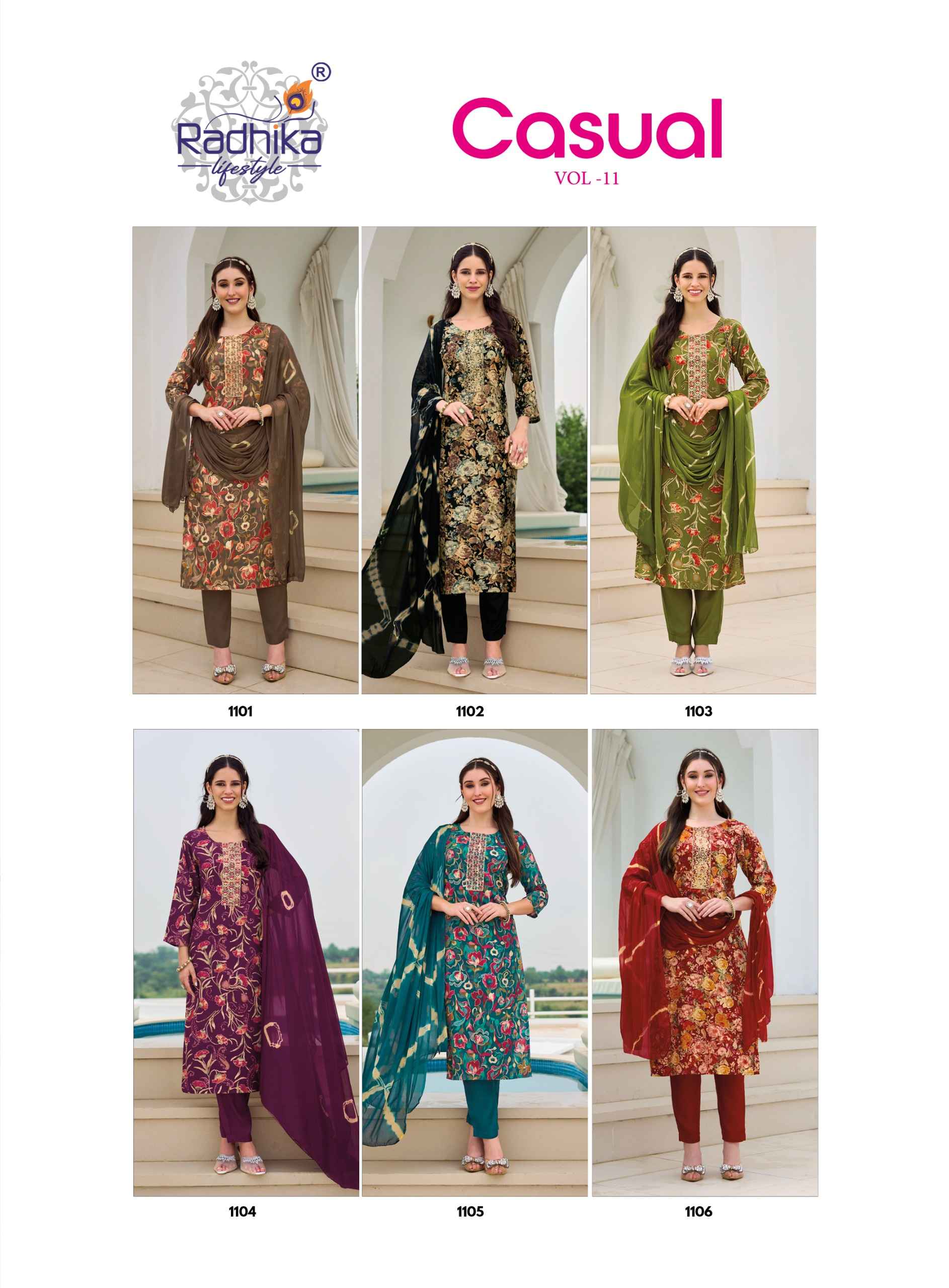 Radhika Lifestyle Casual Vol 11 Reyon Kurti Combo 6 pcs Catalogue
