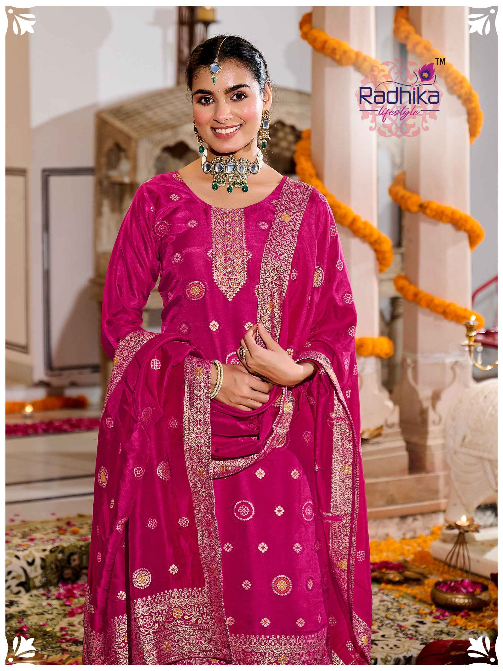 Radhika Lifestyle Festive Vol 1 Dola Silk Jacquard Kurti Combo 4 pcs Catalogue