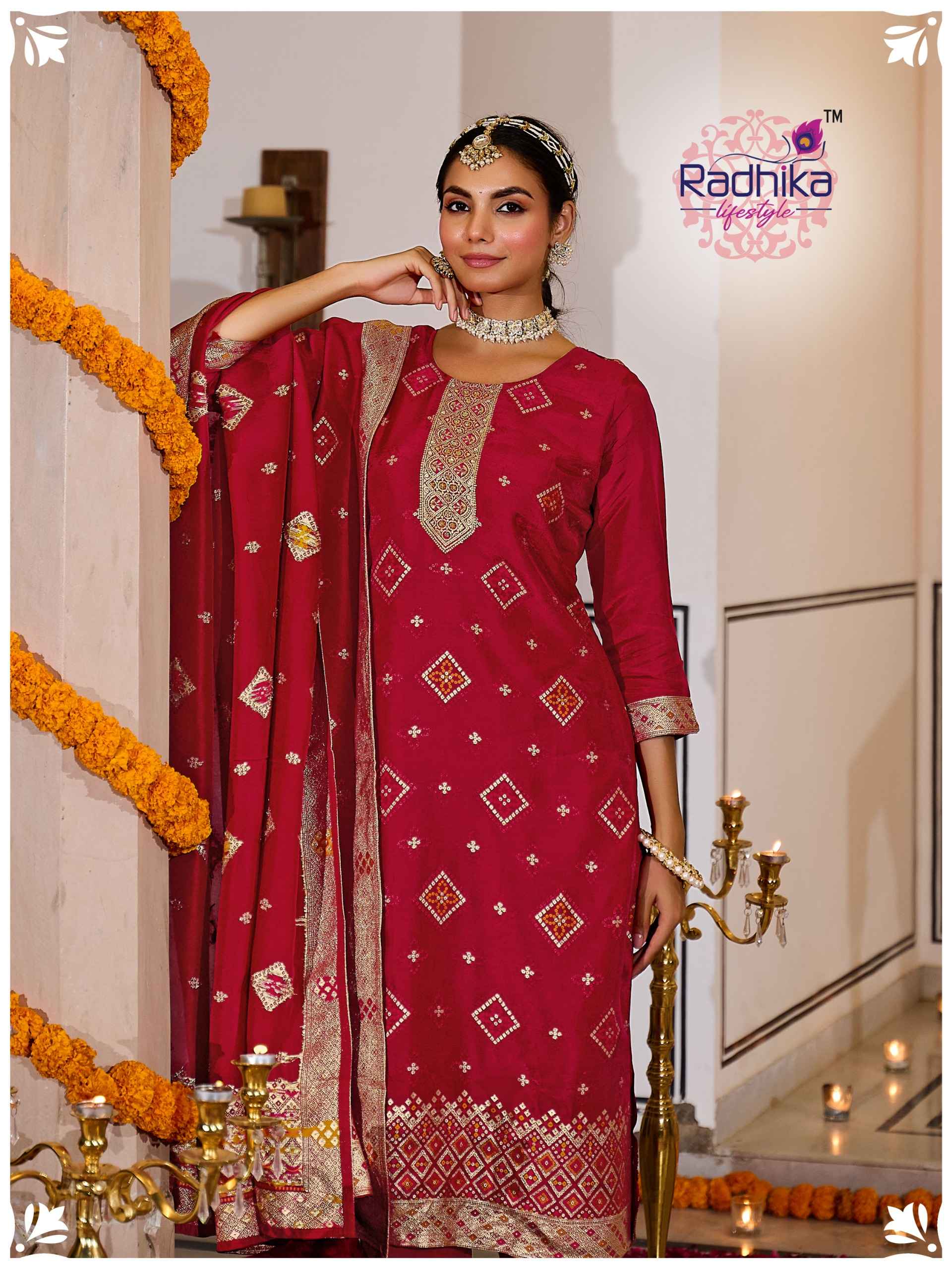 Radhika Lifestyle Festive Vol 1 Dola Silk Jacquard Kurti Combo 4 pcs Catalogue