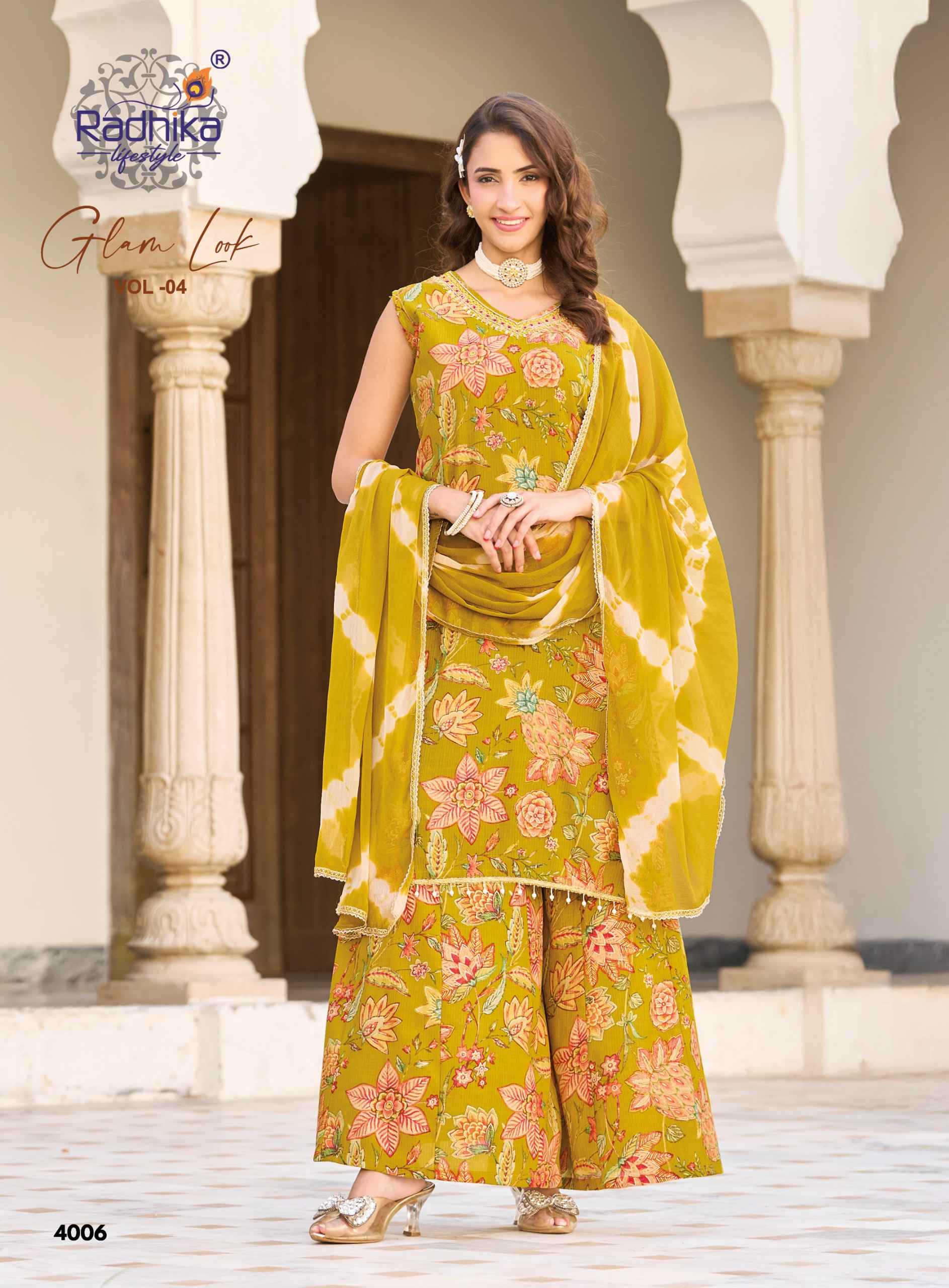 Radhika Lifestyle Glam Look Vol 4 Milano Silk Kurti Combo 6 pcs Catalogue