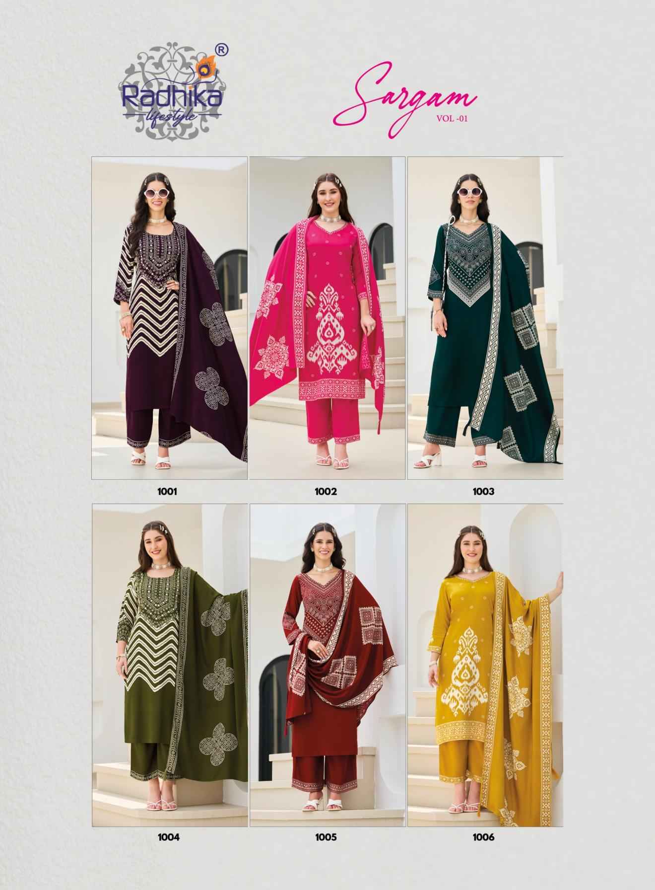 Radhika Lifestyle Sargam Vol 1 Gajji Silk Kurti Combo 6 pcs Catalogue