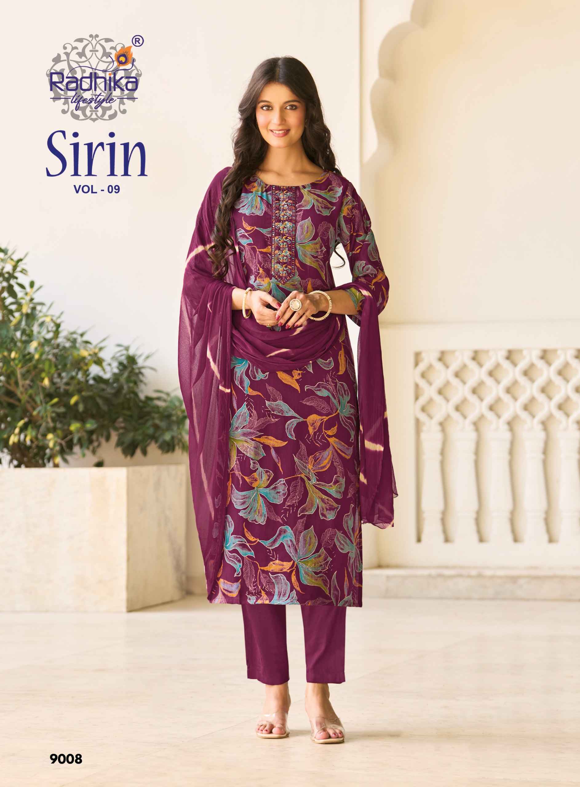 Radhika Lifestyle Sirin Vol 9 Vertican Foil Kurti Combo 8 pcs Catalogue