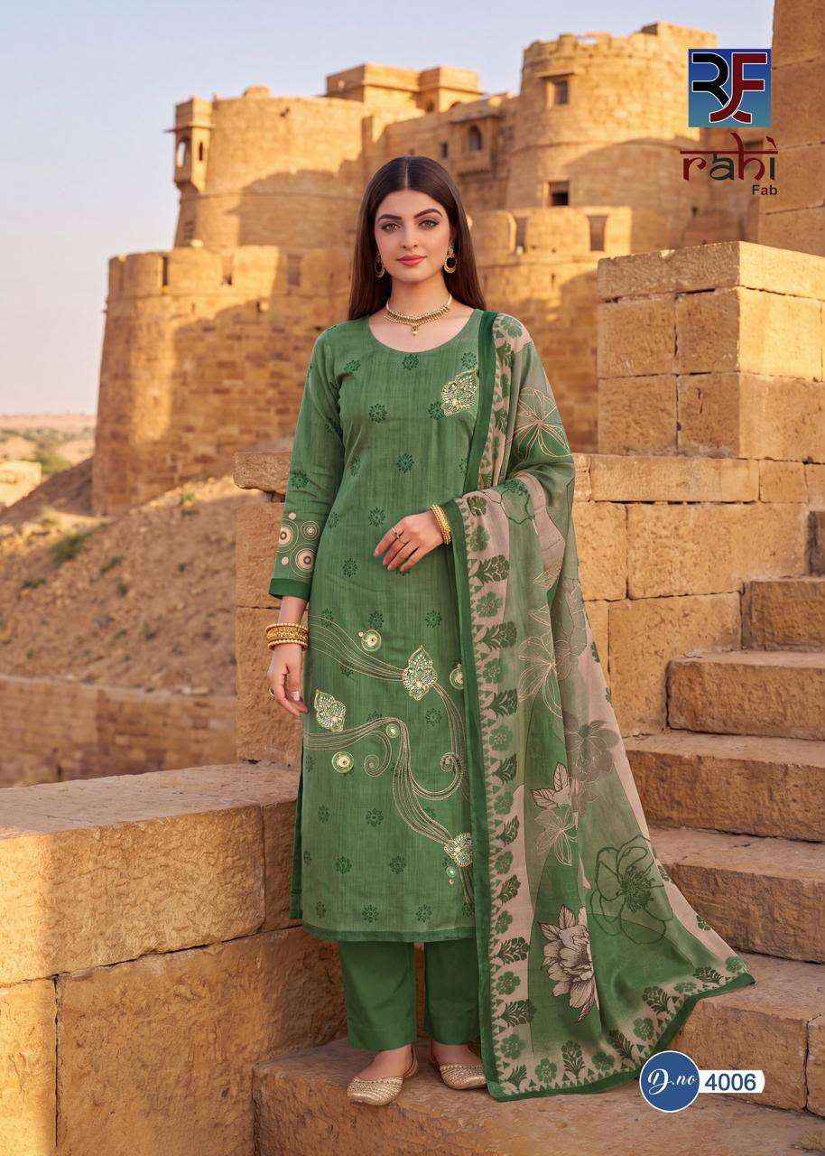 Rahi Fab Rising Gold Vol 4 Cotton Dress Material 8 pcs Catalogue