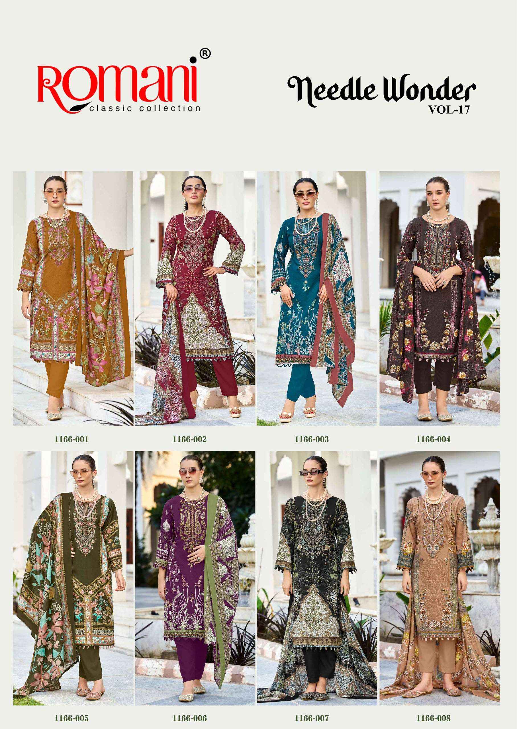 Romani Needle Wonder Vol 17 Cotton Dress Material 8 pcs Catalogue