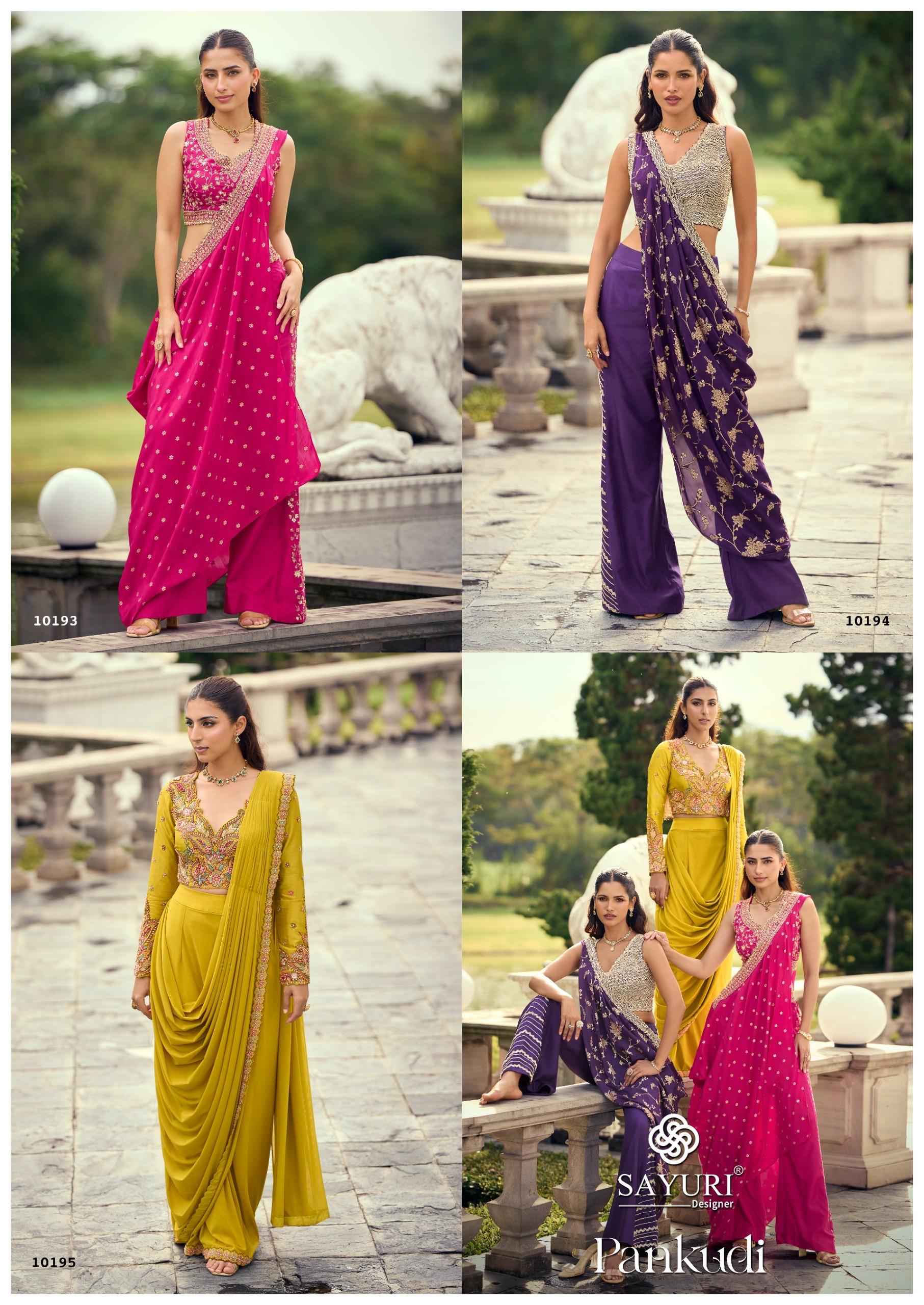 Sayuri Designer Pankudi Readymade Indo Weastern Viscose Jacquard Dress 3 pcs Catalogue