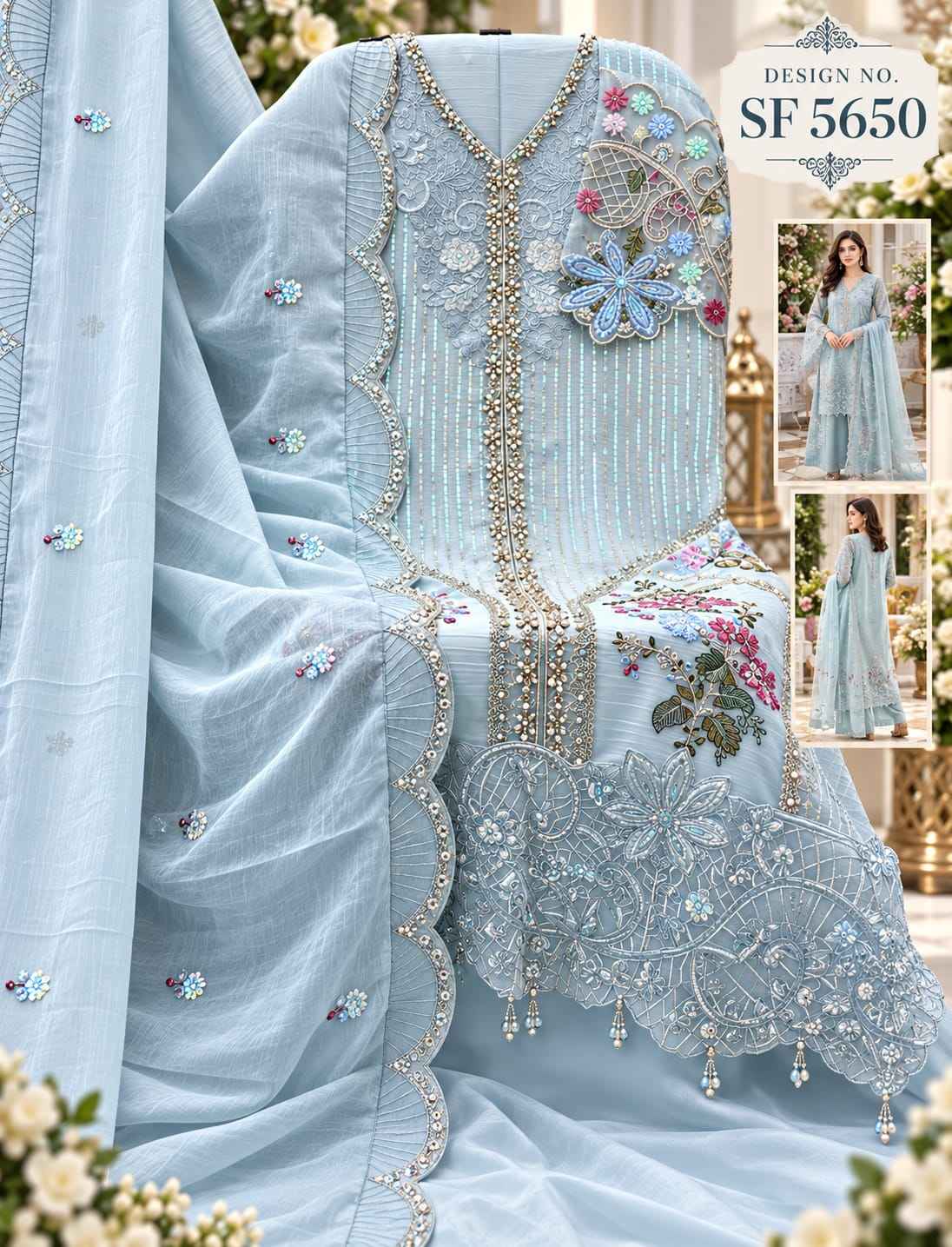 Shree Fabs SF 5650 IJKL Heavy Chiffon Dress Material 4 pcs Catalogue