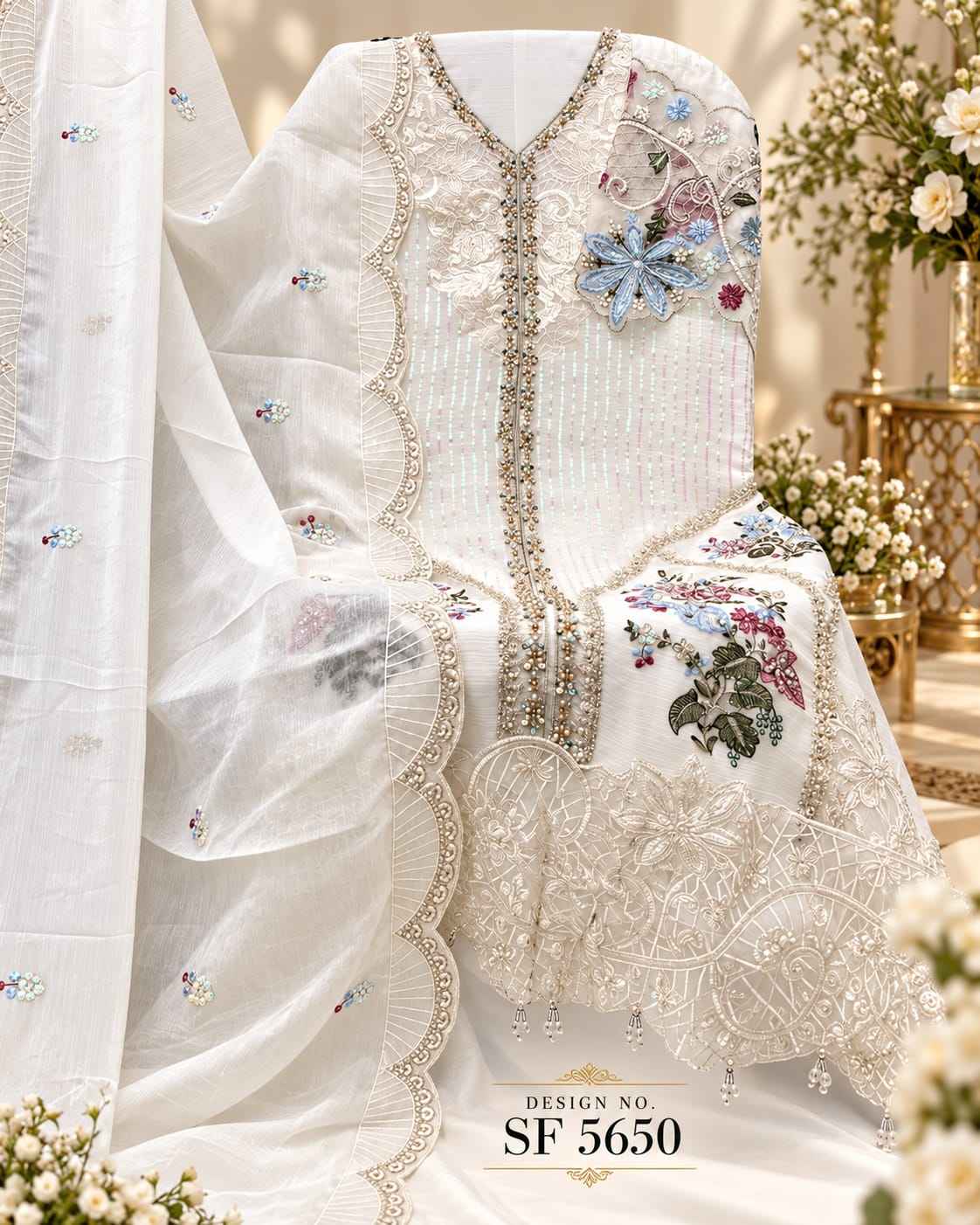 Shree Fabs SF 5650 IJKL Heavy Chiffon Dress Material 4 pcs Catalogue