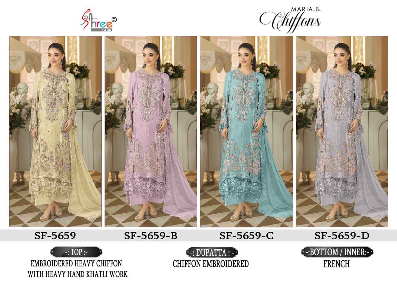 Shree Fabs SF 5659 Chiffon Dress Material 4 pcs Catalogue