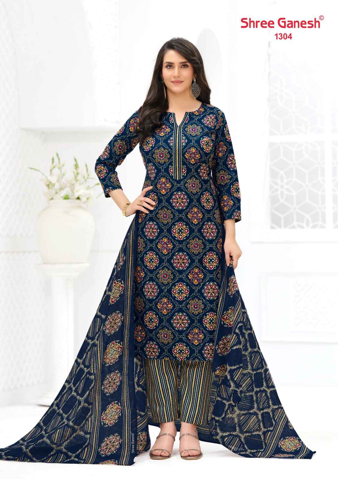 Shree Ganesh Ajrak Vol 3 Readymade Cotton Dress 12 pcs Catalogue