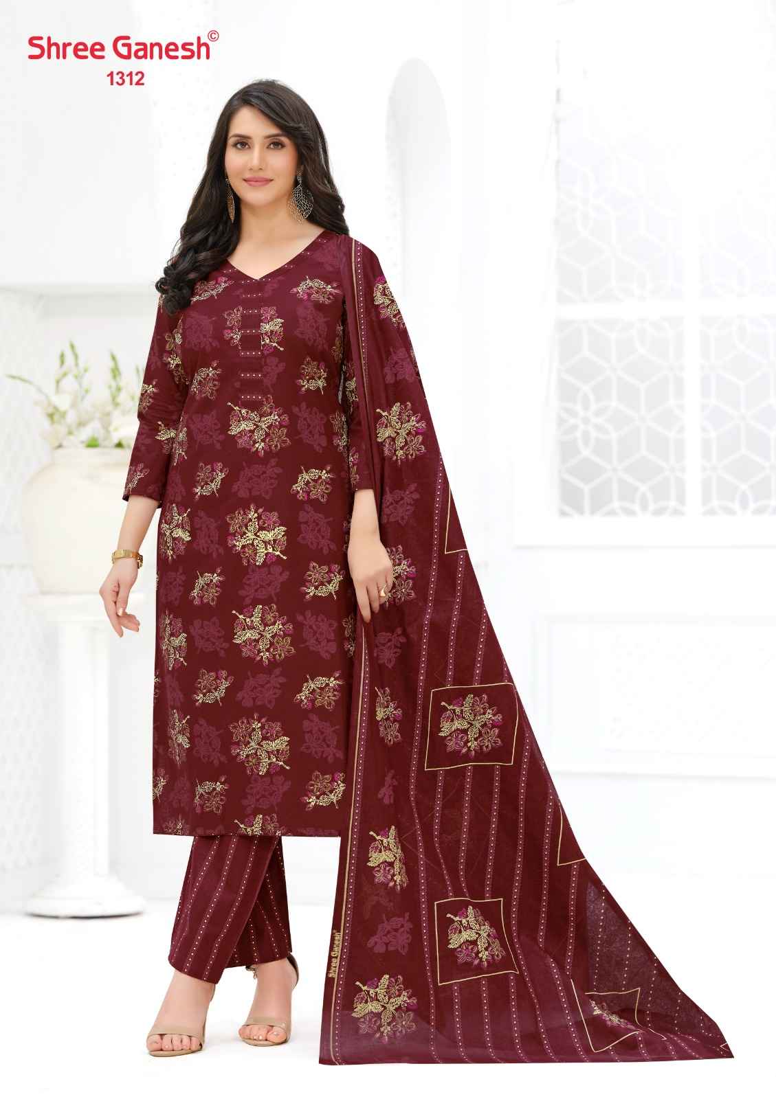 Shree Ganesh Ajrak Vol 3 Readymade Cotton Dress 12 pcs Catalogue