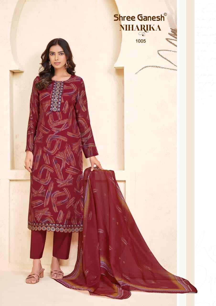 Shree Ganesh Niharika Vol 1 Readymade Mal Chanderi Dress 10 pcs catalog