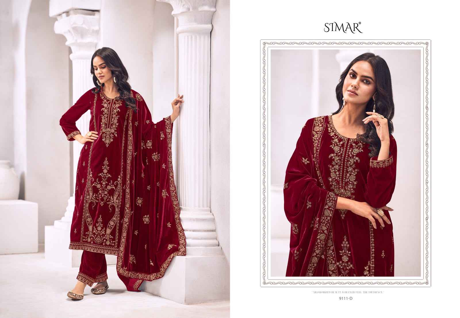 Simar Vilora Velvet Dress Material 4 pcs Catalogue