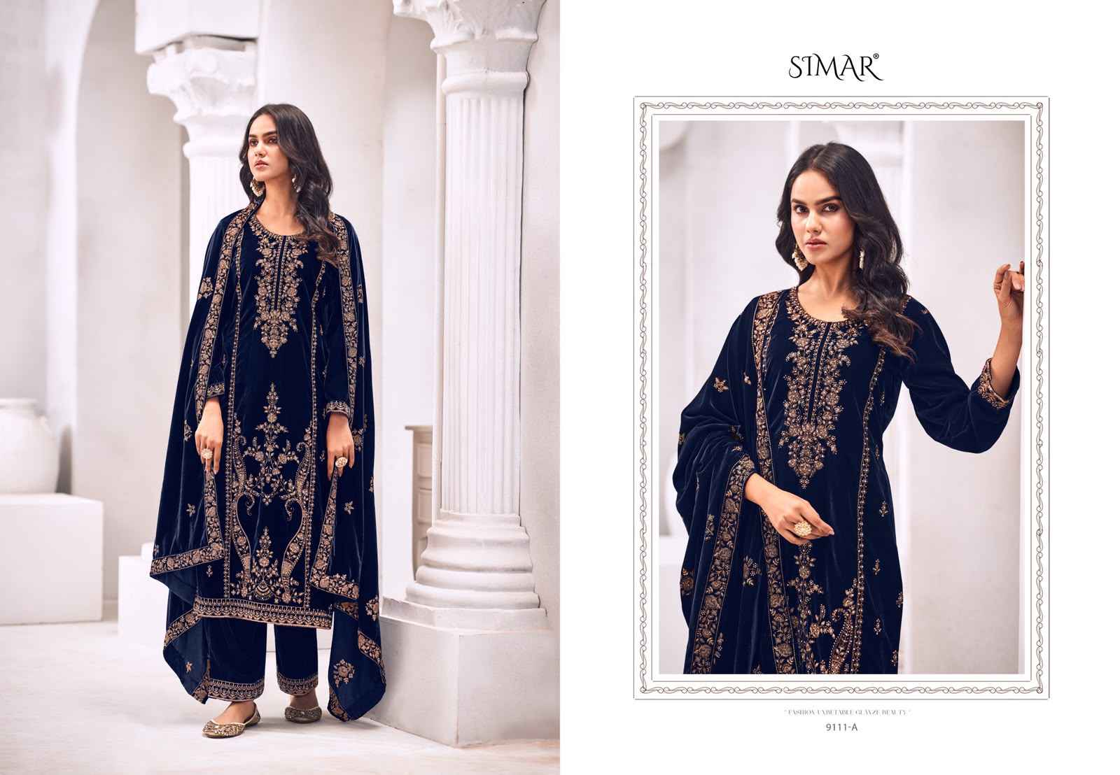 Simar Vilora Velvet Dress Material 4 pcs Catalogue