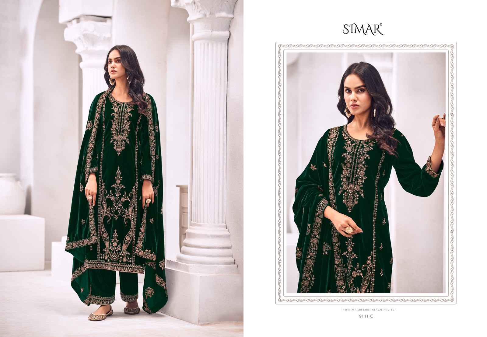 Simar Vilora Velvet Dress Material 4 pcs Catalogue