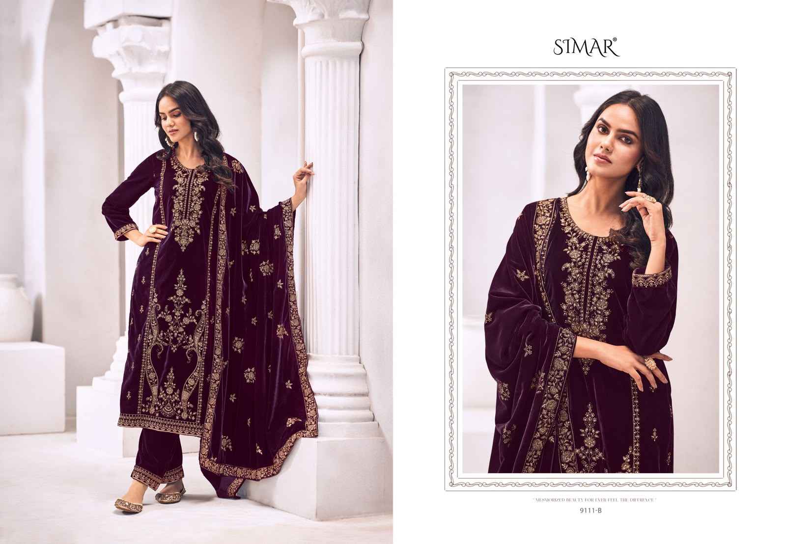 Simar Vilora Velvet Dress Material 4 pcs Catalogue