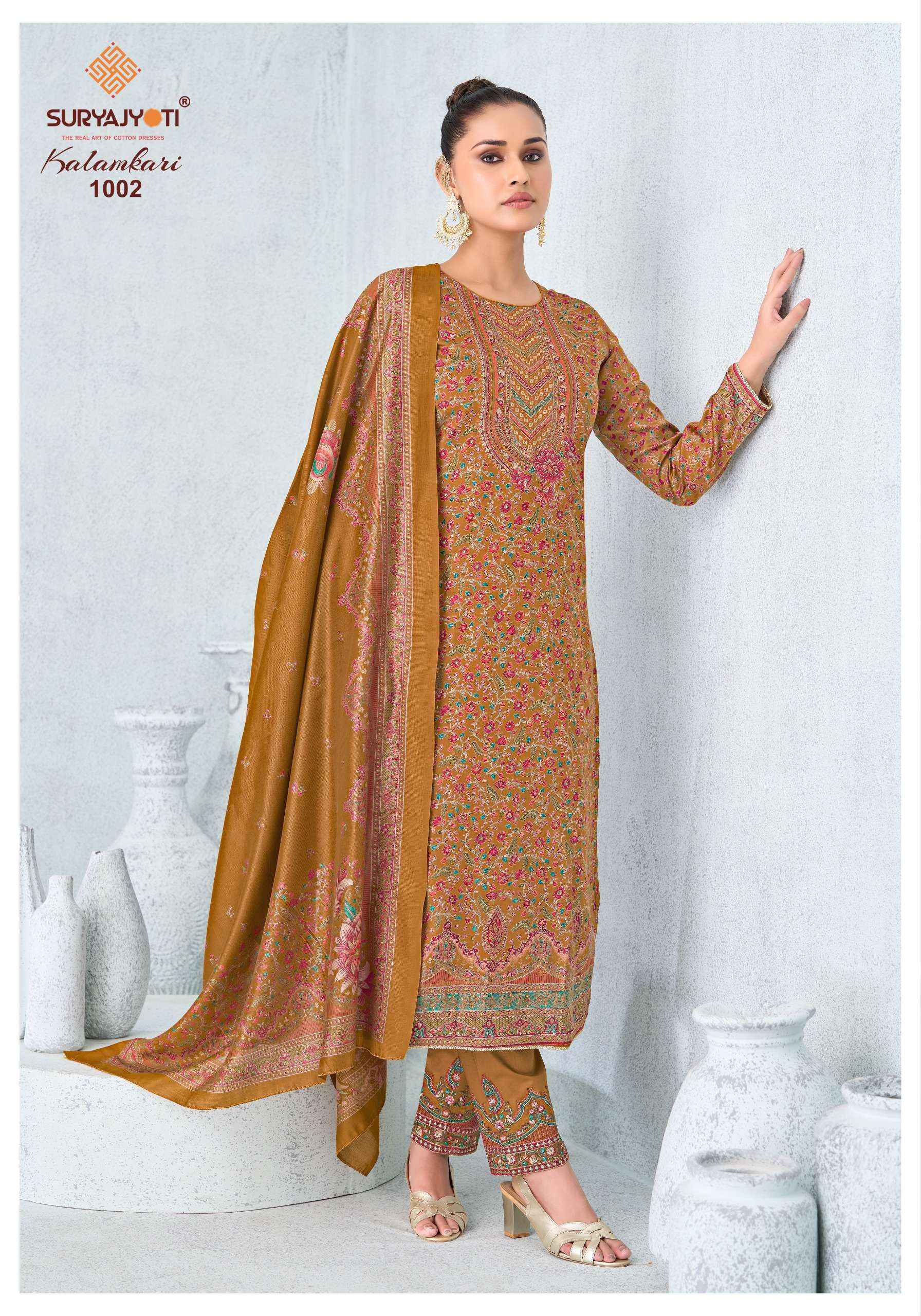 Suryajyoti Kalamkari Vol 1 Jam Satin Dress Material 6 Pcs Catalouge