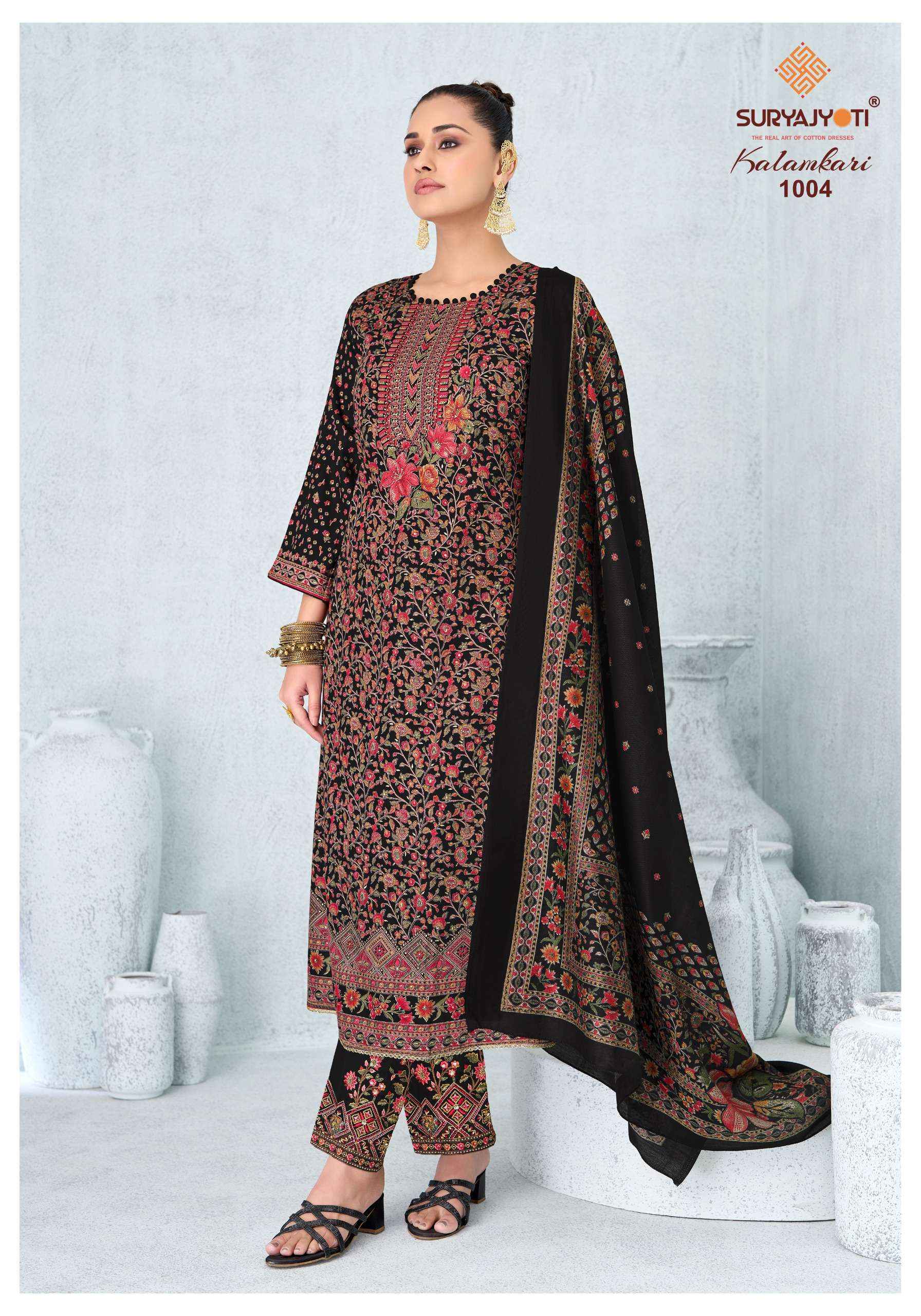 Suryajyoti Kalamkari Vol 1 Jam Satin Dress Material 6 Pcs Catalouge
