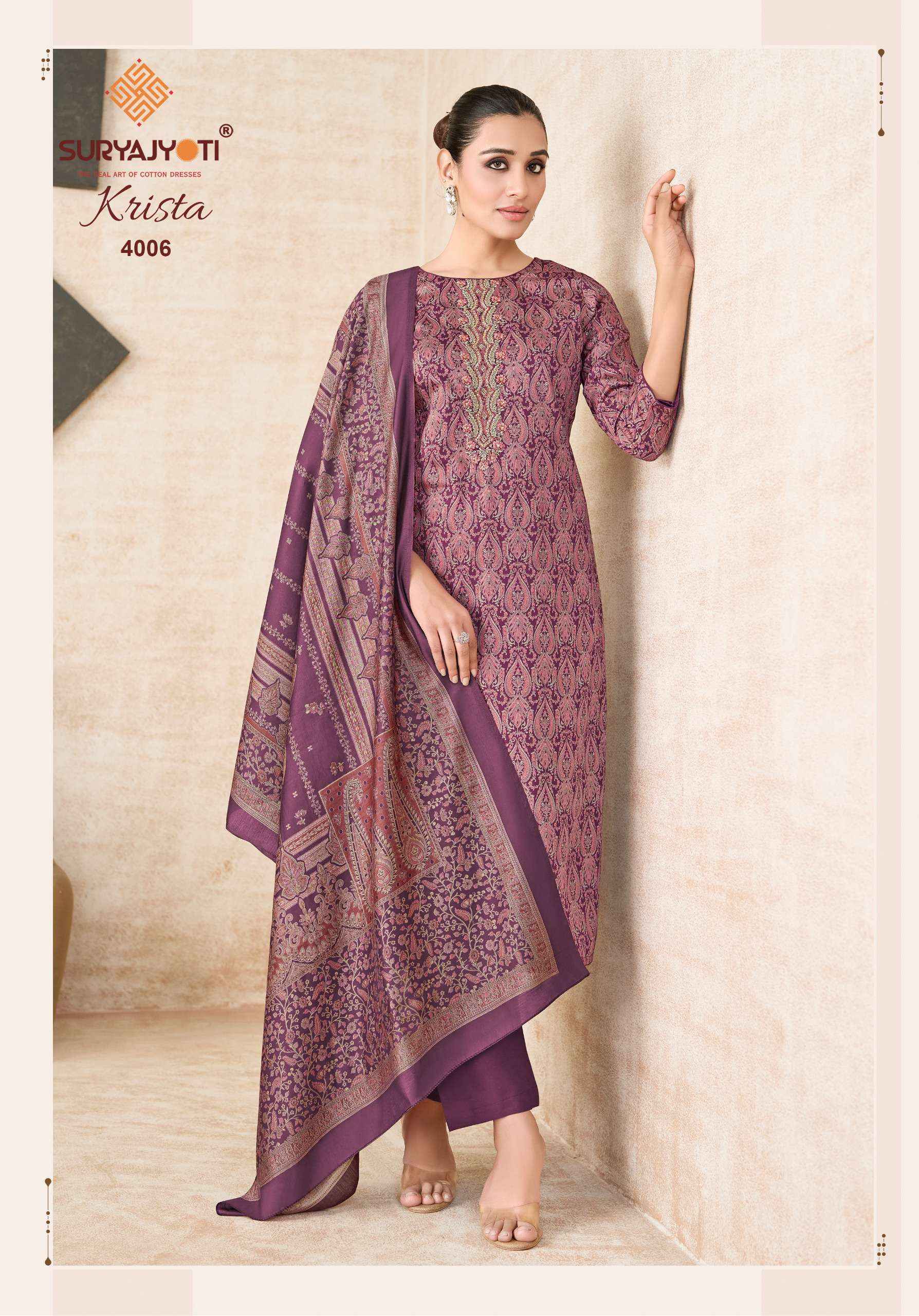 Suryajyoti Krista Vol 4 Jam Satin Dress Material 6 pcs Catalogue