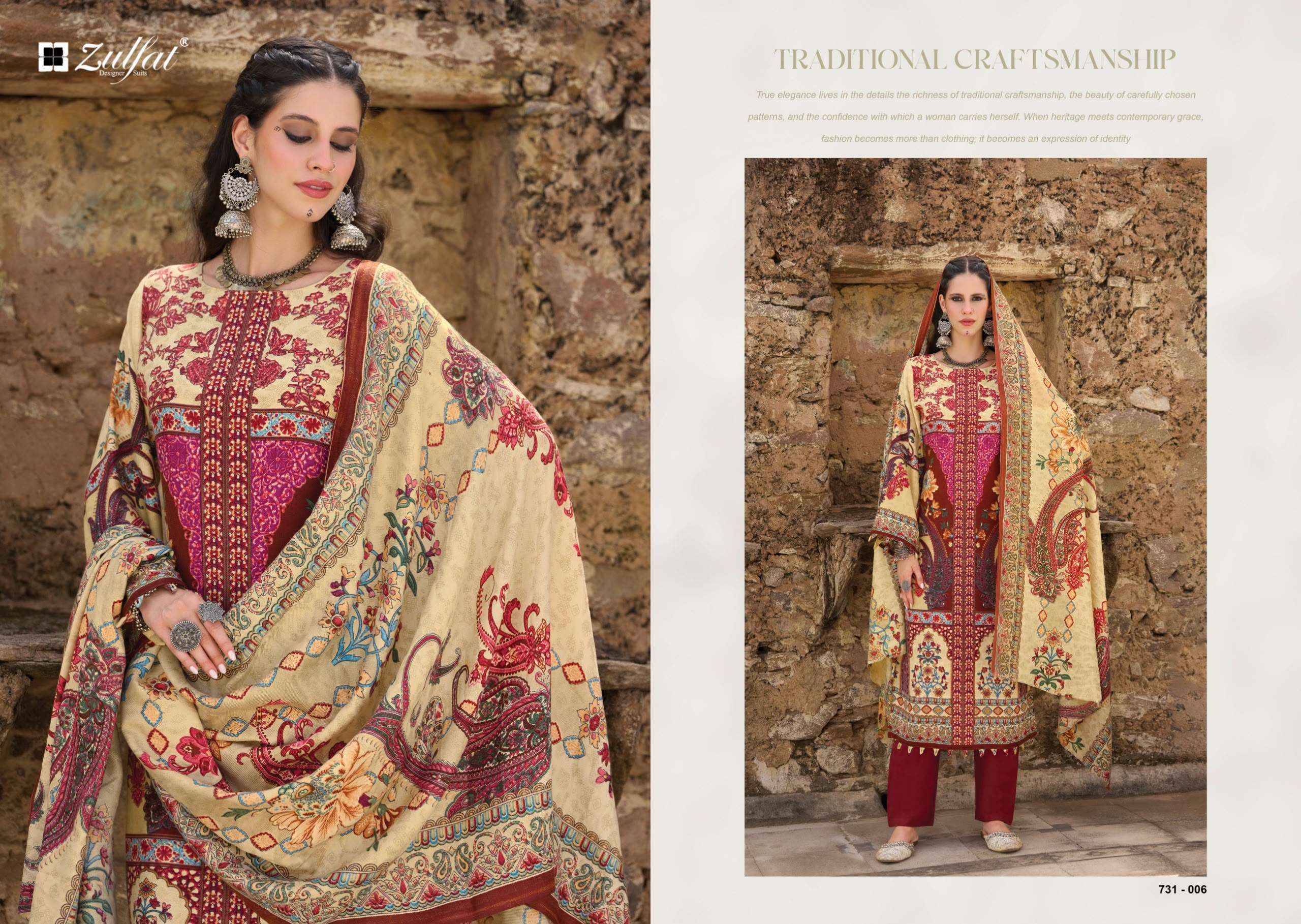 Zulfat Gulnoor Woollen Pashmina Dress Material 6 pcs Catalogue
